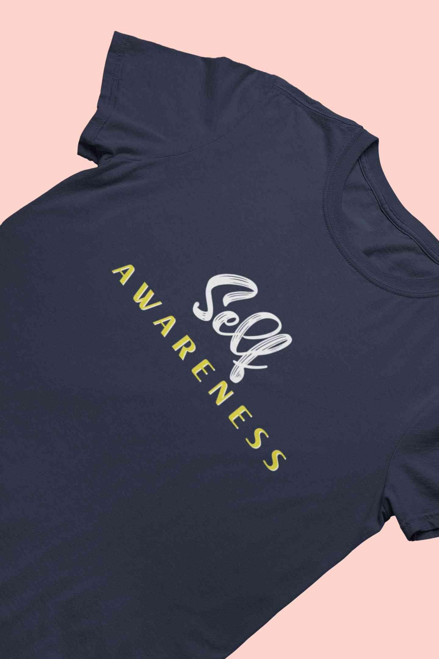 Self Awareness Typography Mens Half Sleeves T-shirt- FunkyTeesClub