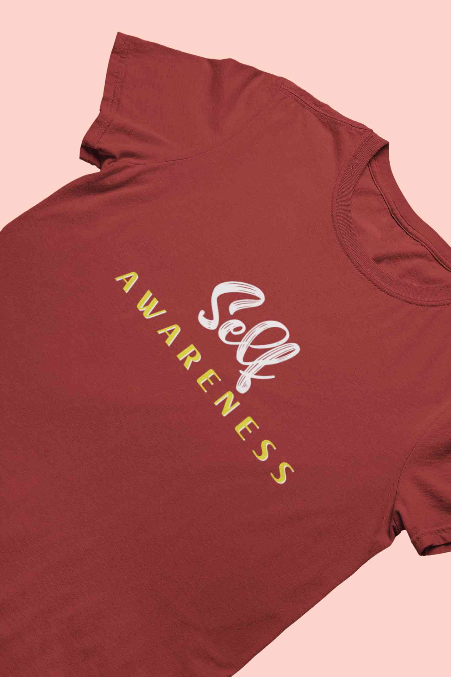 Self Awareness Typography Mens Half Sleeves T-shirt- FunkyTeesClub