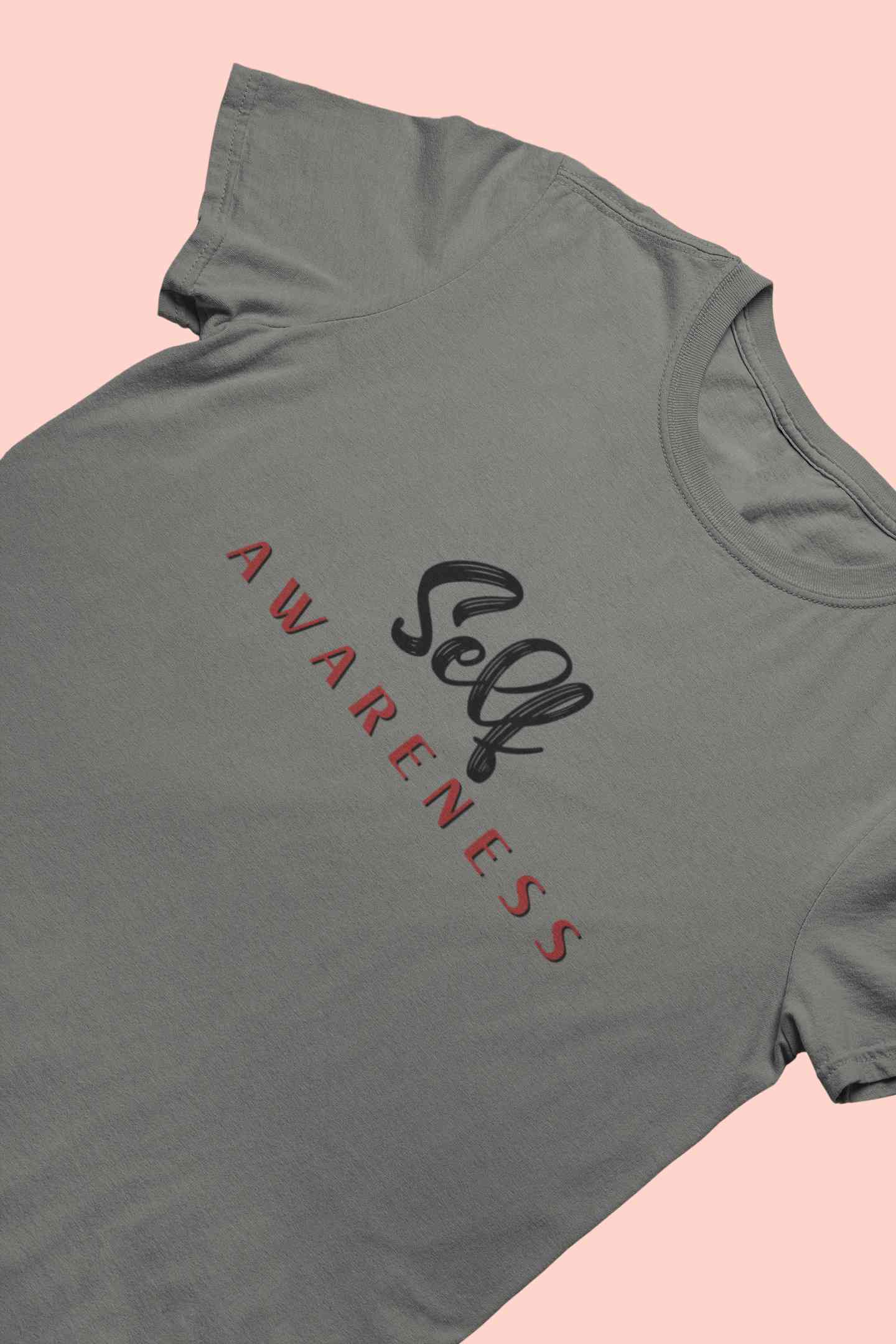 Self Awareness Typography Mens Half Sleeves T-shirt- FunkyTeesClub