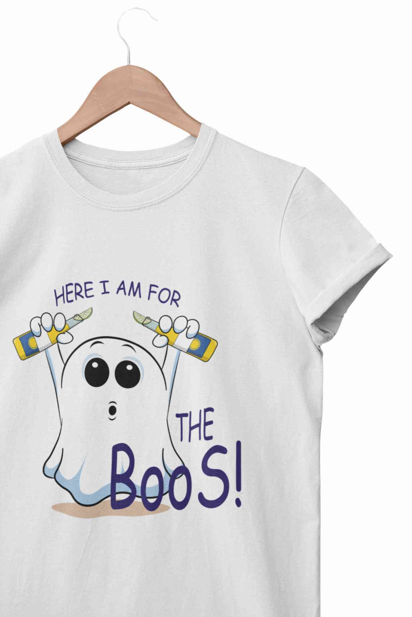 Here For The Boos Women Half Sleeves T-shirt- FunkyTeesClub