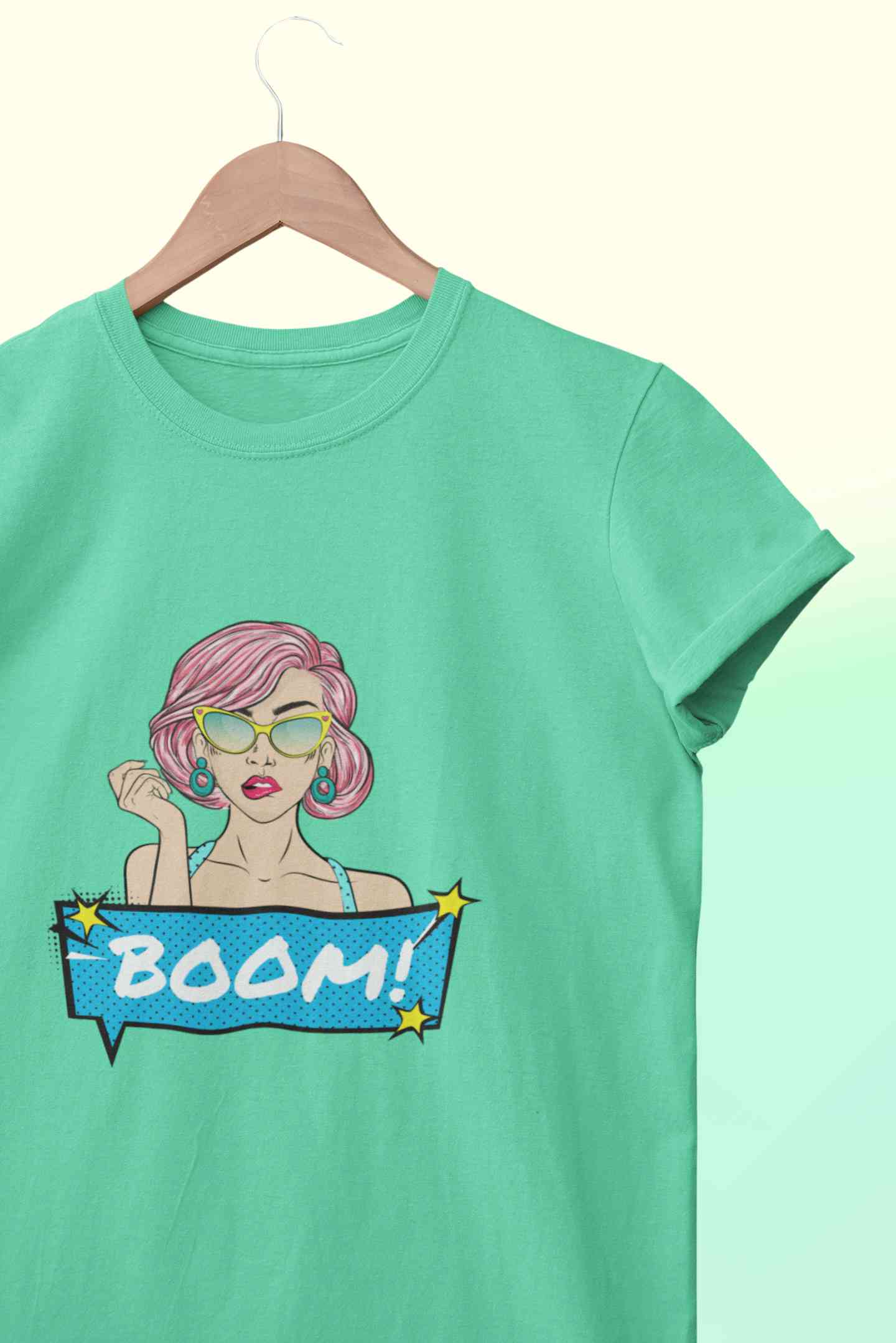 Boom Women Half Sleeves T-shirt- FunkyTeesClub