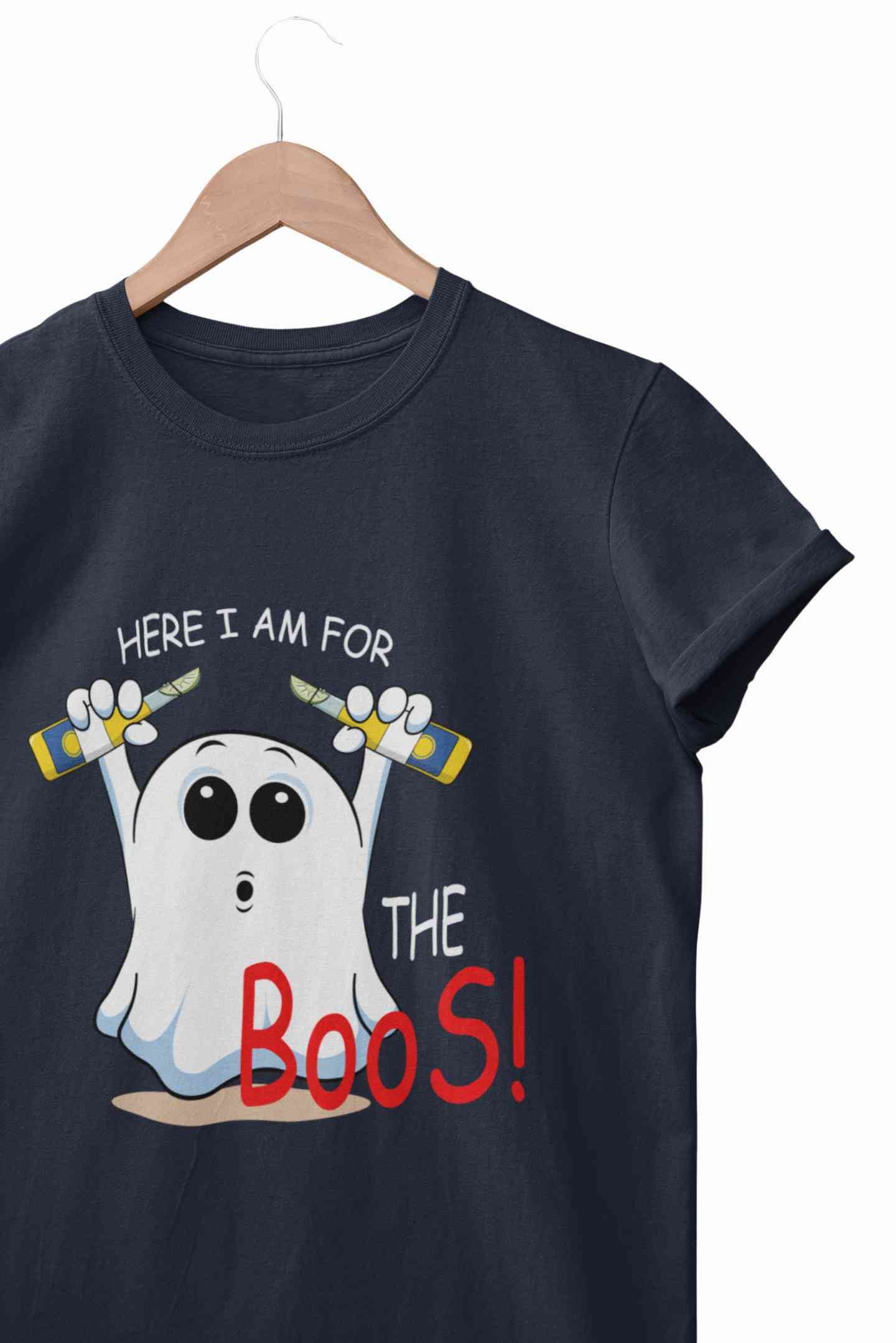 Here For The Boos Women Half Sleeves T-shirt- FunkyTeesClub