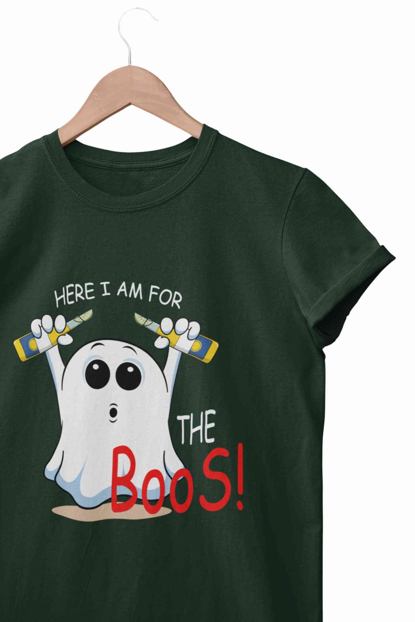 Here For The Boos Women Half Sleeves T-shirt- FunkyTeesClub