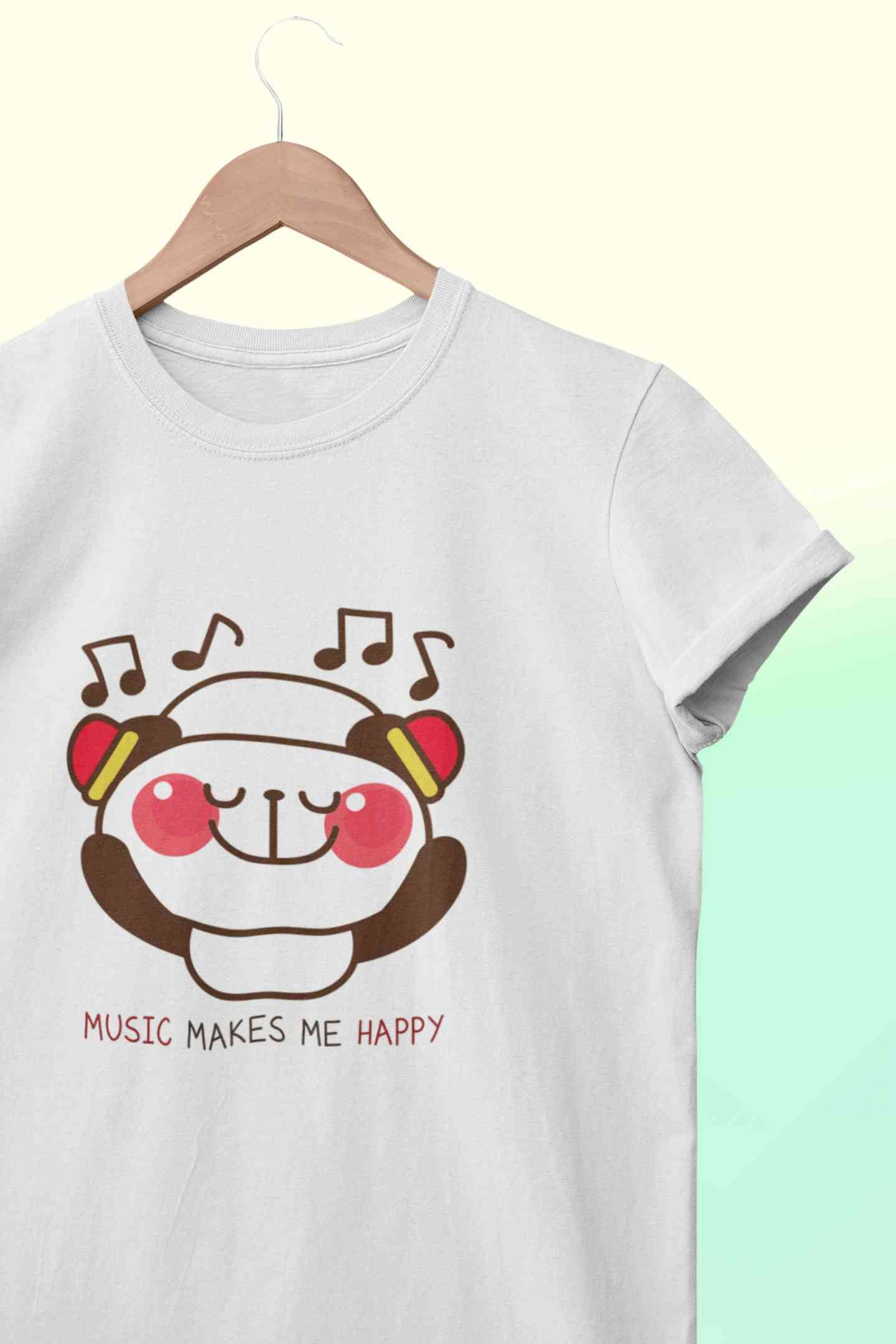 Music Makes Me Happy Mens Half Sleeves T-shirt- FunkyTeesClub