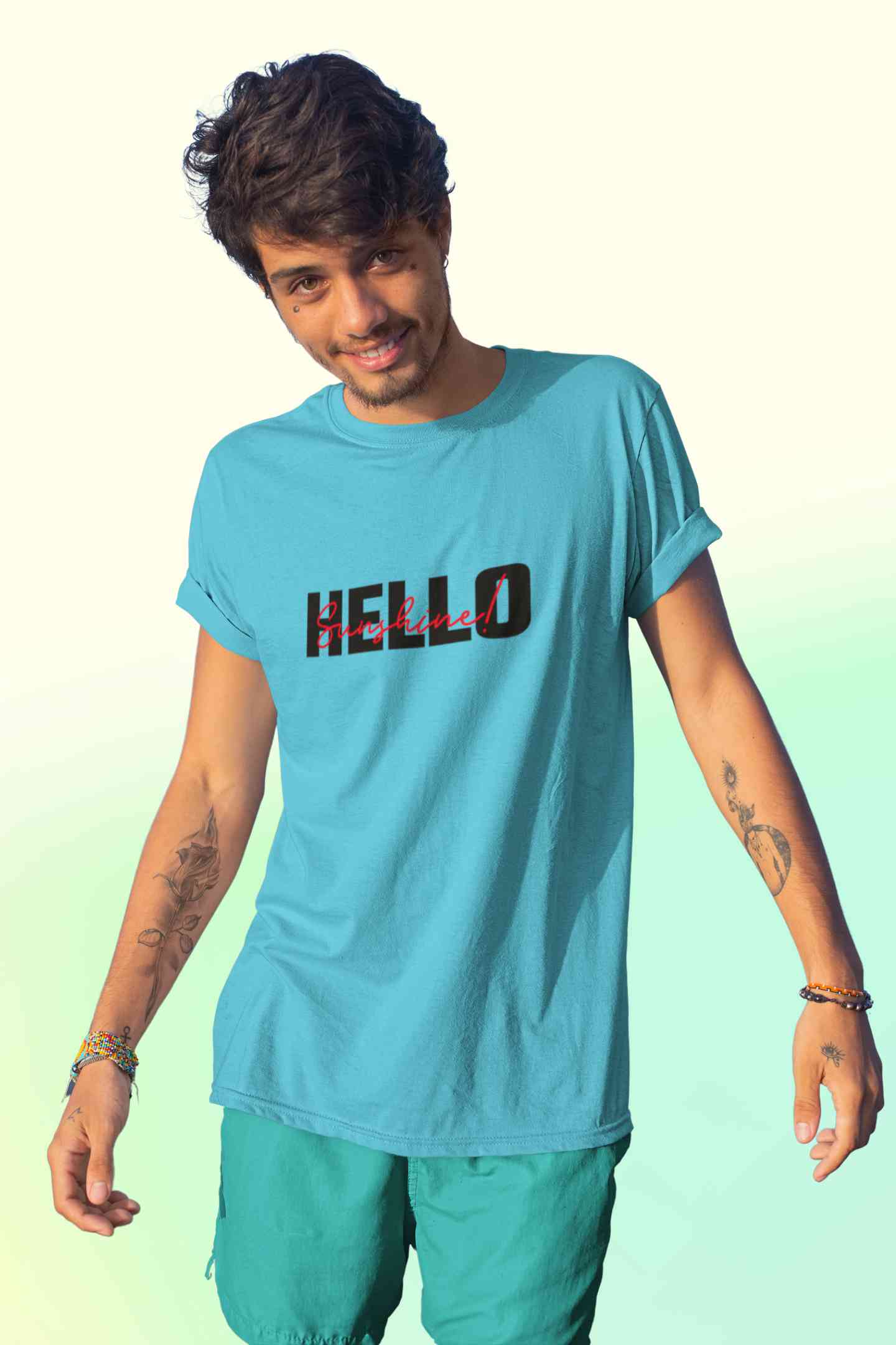Hello Sunshine Minimals Mens Half Sleeves T-shirt- FunkyTeesClub