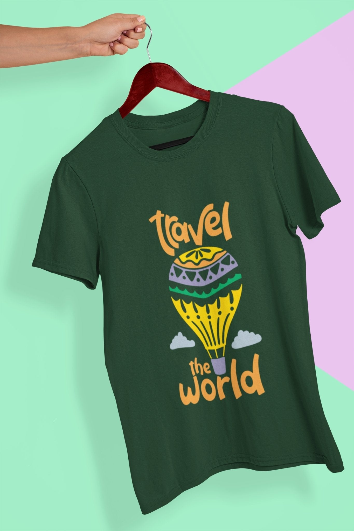 Travel The World Mens Half Sleeves T-shirt- FunkyTeesClub - Funky Tees Club