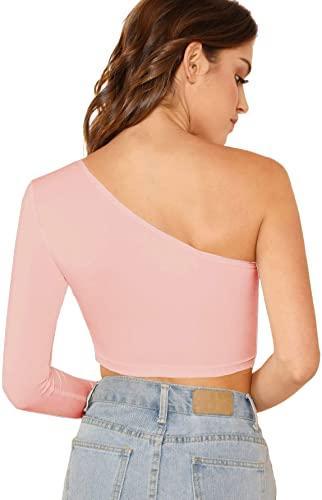 Trendy Solid One-Shoulder Crop Top - FunkyTeesClub - Funky Tees Club