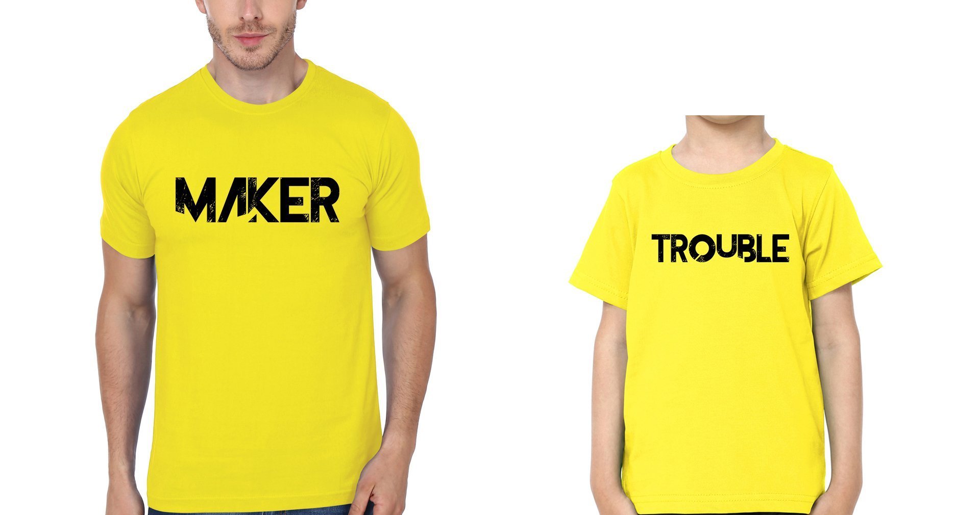 Trouble Maker Father and Son Matching T-Shirt- FunkyTeesClub - Funky Tees Club