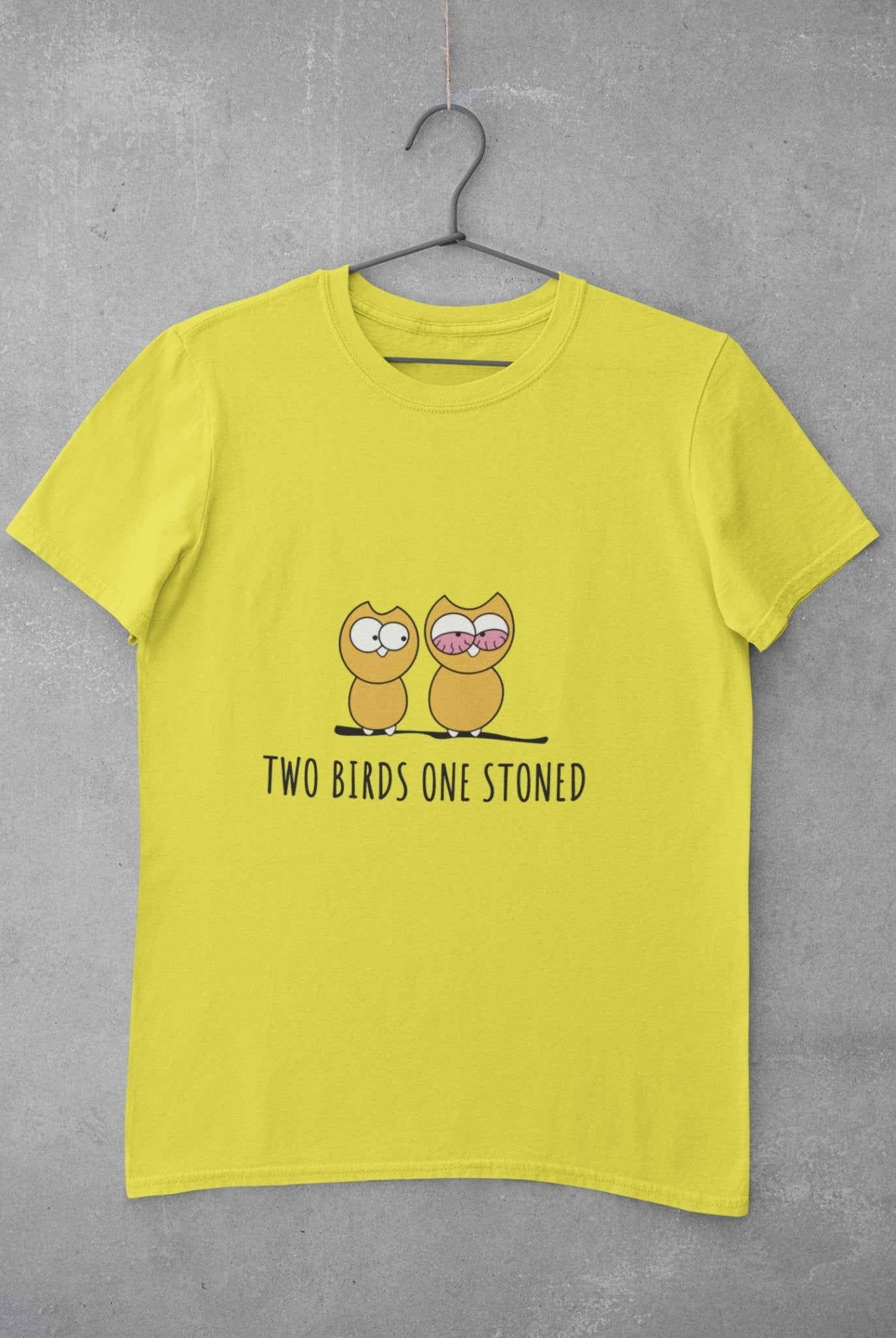Two Birds One Stoned Mens Half Sleeves T-shirt- FunkyTeesClub - Funky Tees Club