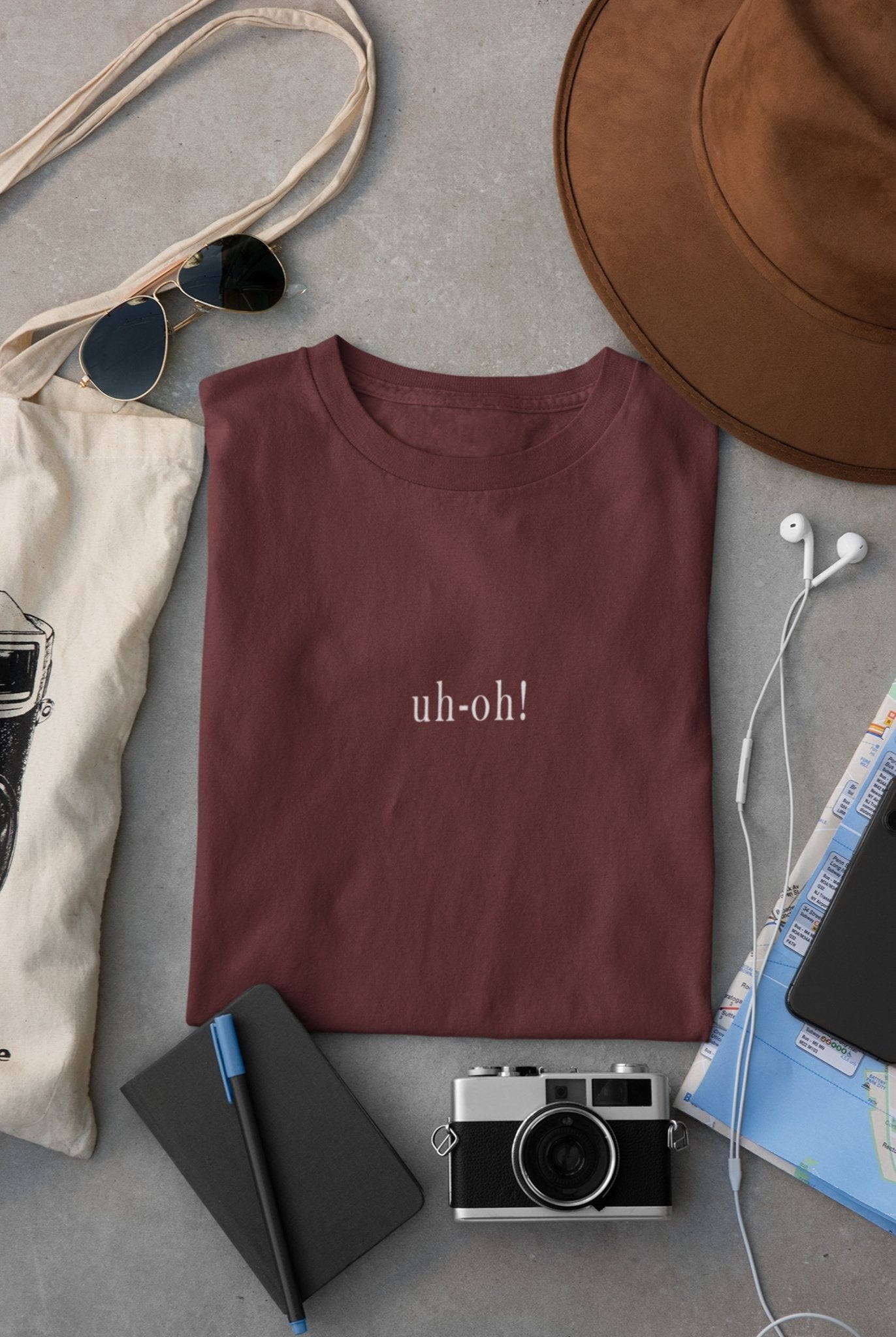 Uh-Oh Minimal Women Half Sleeves T-shirt- FunkyTeesClub - Funky Tees Club