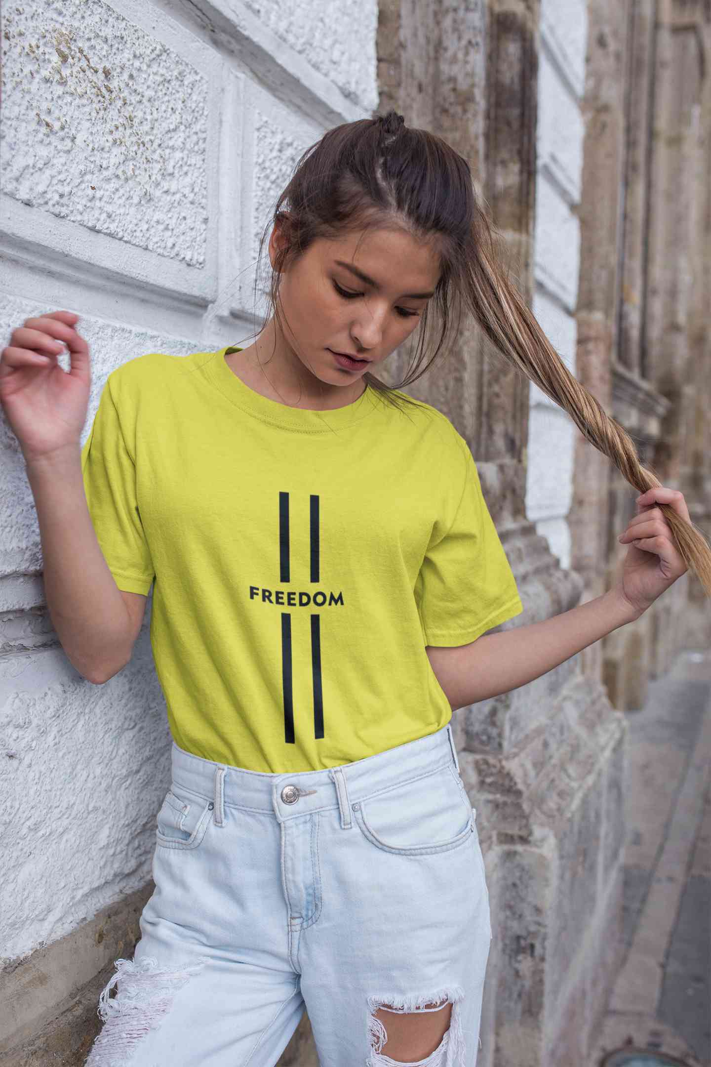 Strip Freedom Women Half Sleeves T-shirt- FunkyTeesClub