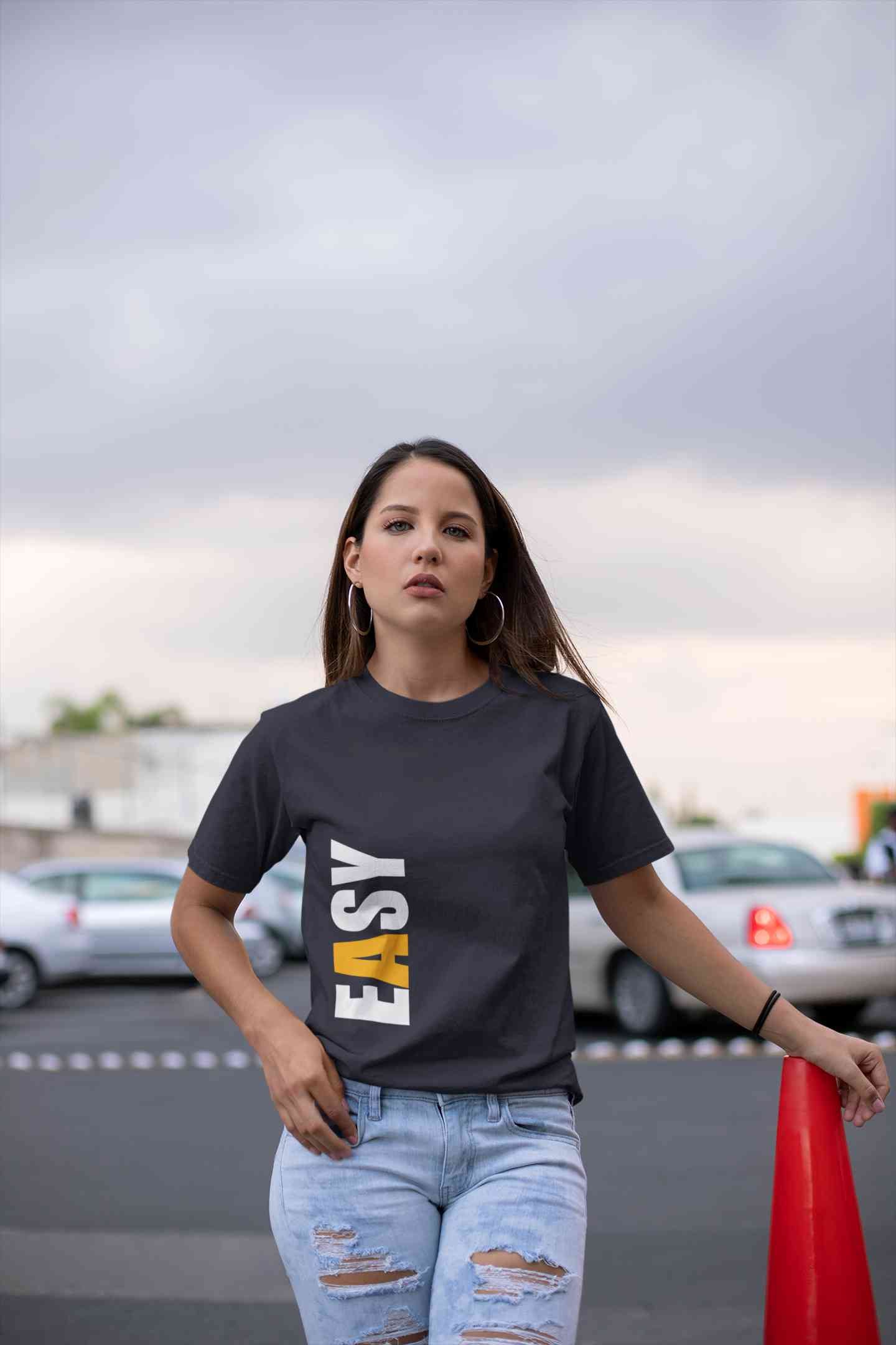 Easy Women Half Sleeves T-shirt- FunkyTeesClub
