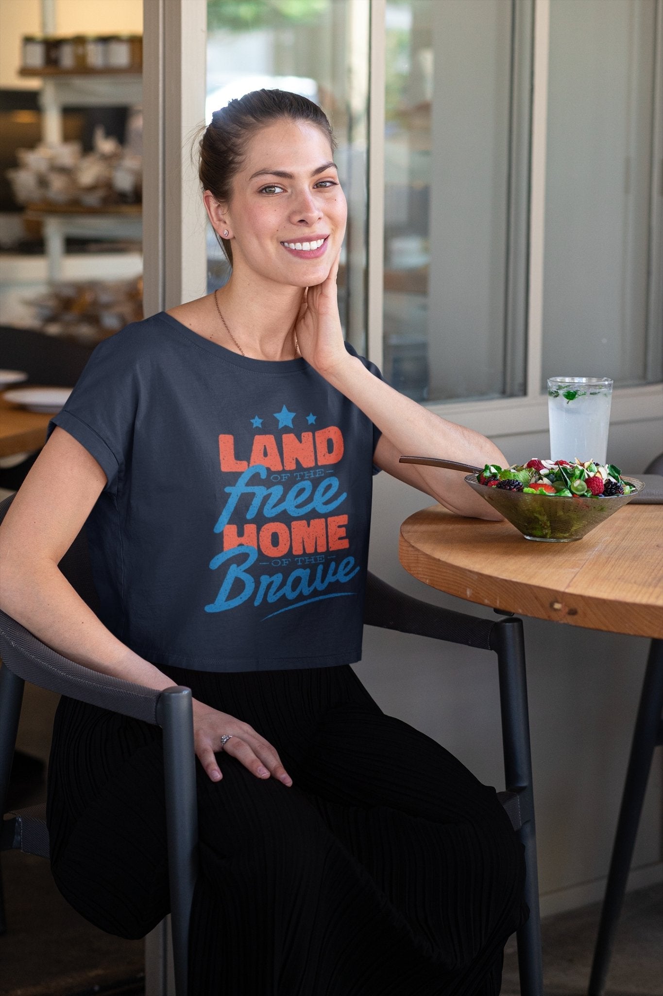 Usa Independence Month Women Crop Top- FunkyTeesClub - Funky Tees Club