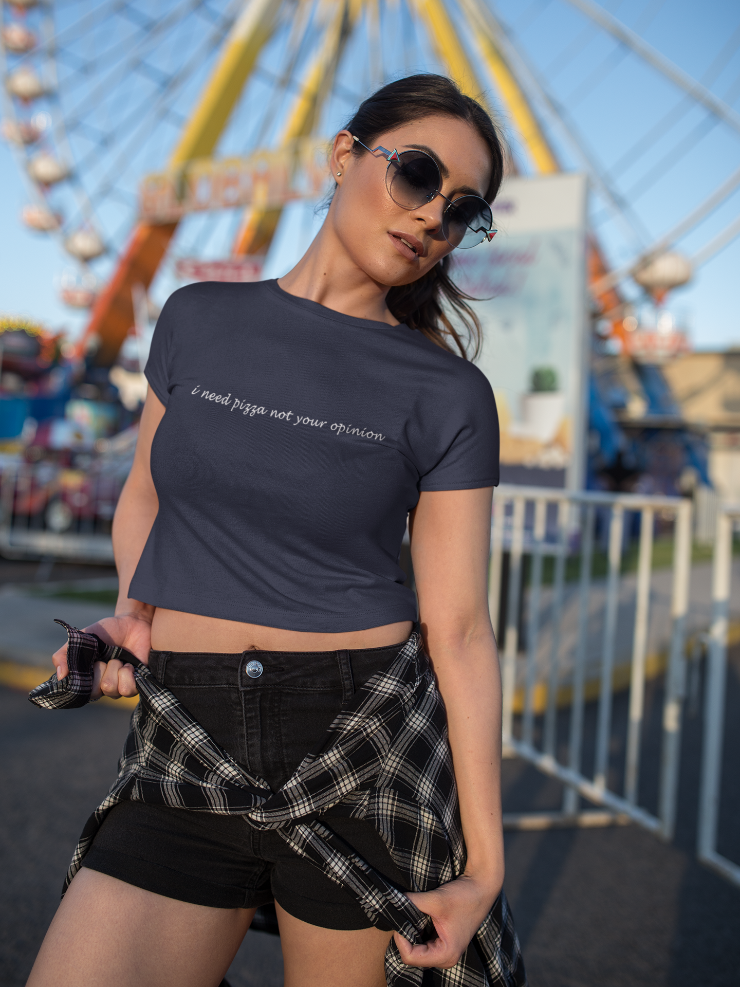 I Need Pizza Minimals Women Crop Top- FunkyTeesClub