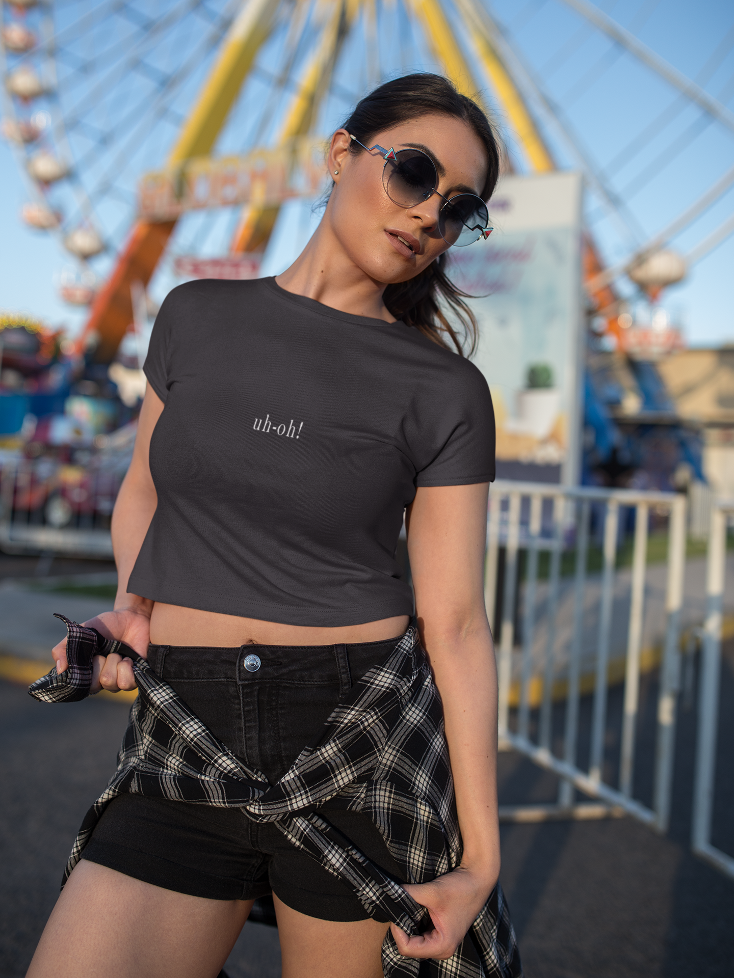 Uh Oh Minimals Women Crop Top- FunkyTeesClub