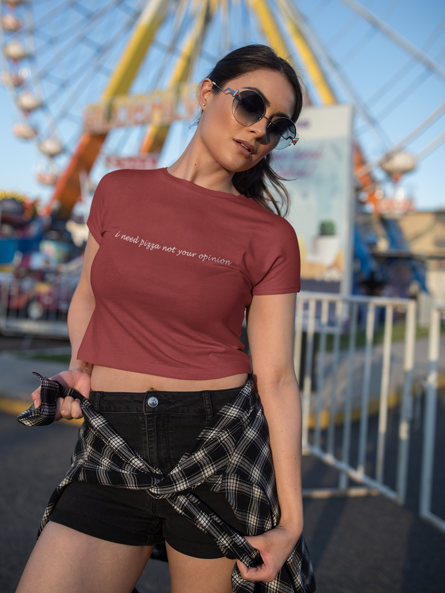 I Need Pizza Minimals Women Crop Top- FunkyTeesClub