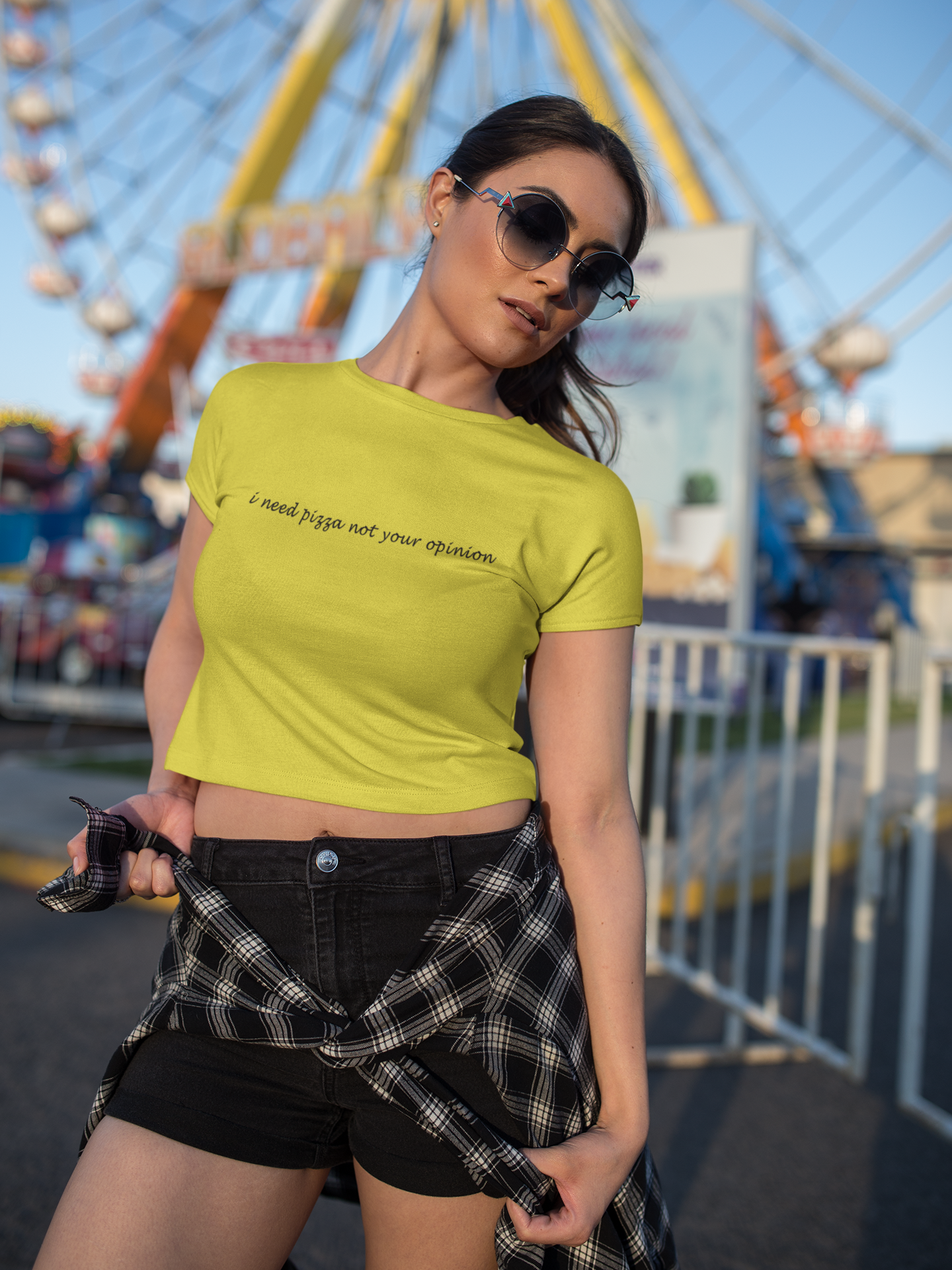 I Need Pizza Minimals Women Crop Top- FunkyTeesClub