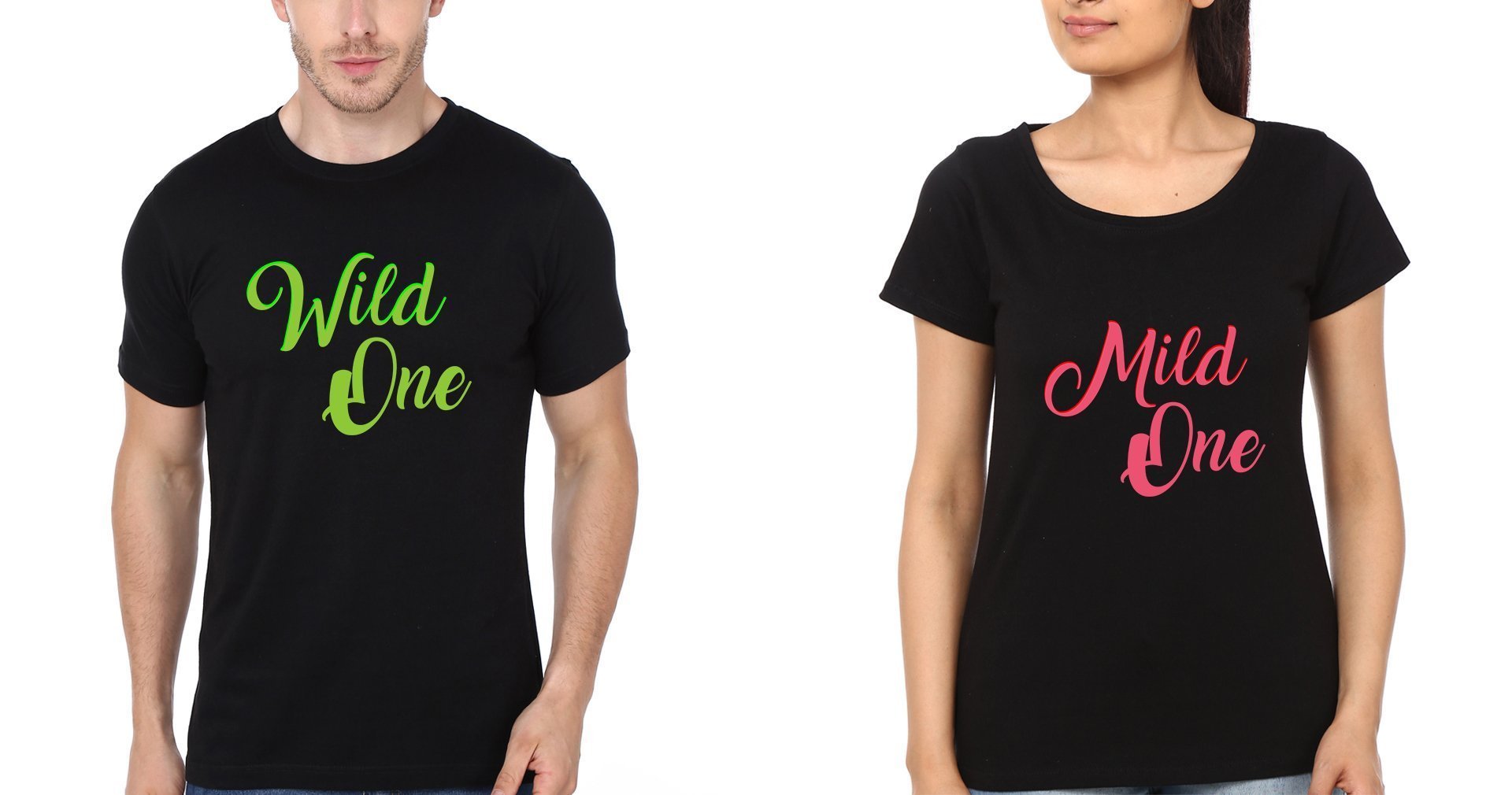 WILD MILD BFF Half Sleeves T-Shirts-FunkyTees - Funky Tees Club