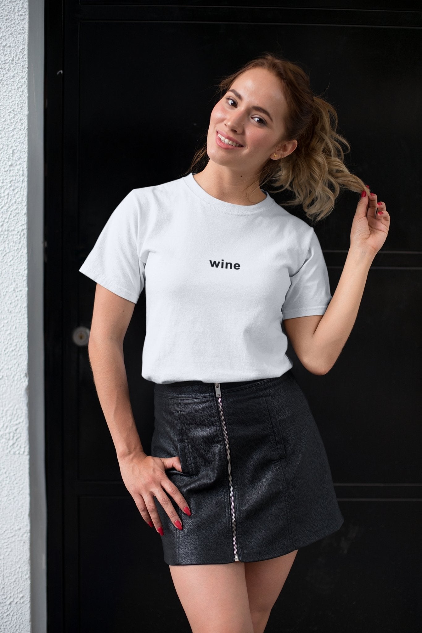 Wine Minimal Women Half Sleeves T-shirt- FunkyTeesClub - Funky Tees Club