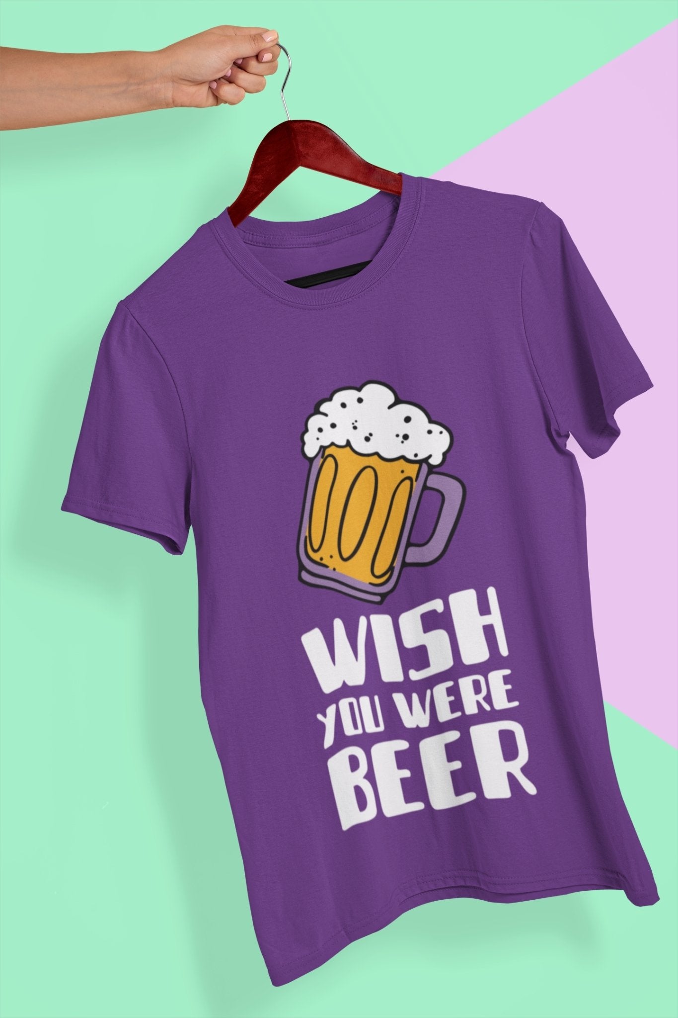 Wish You Were Beer Mens Half Sleeves T-shirt- FunkyTeesClub - Funky Tees Club