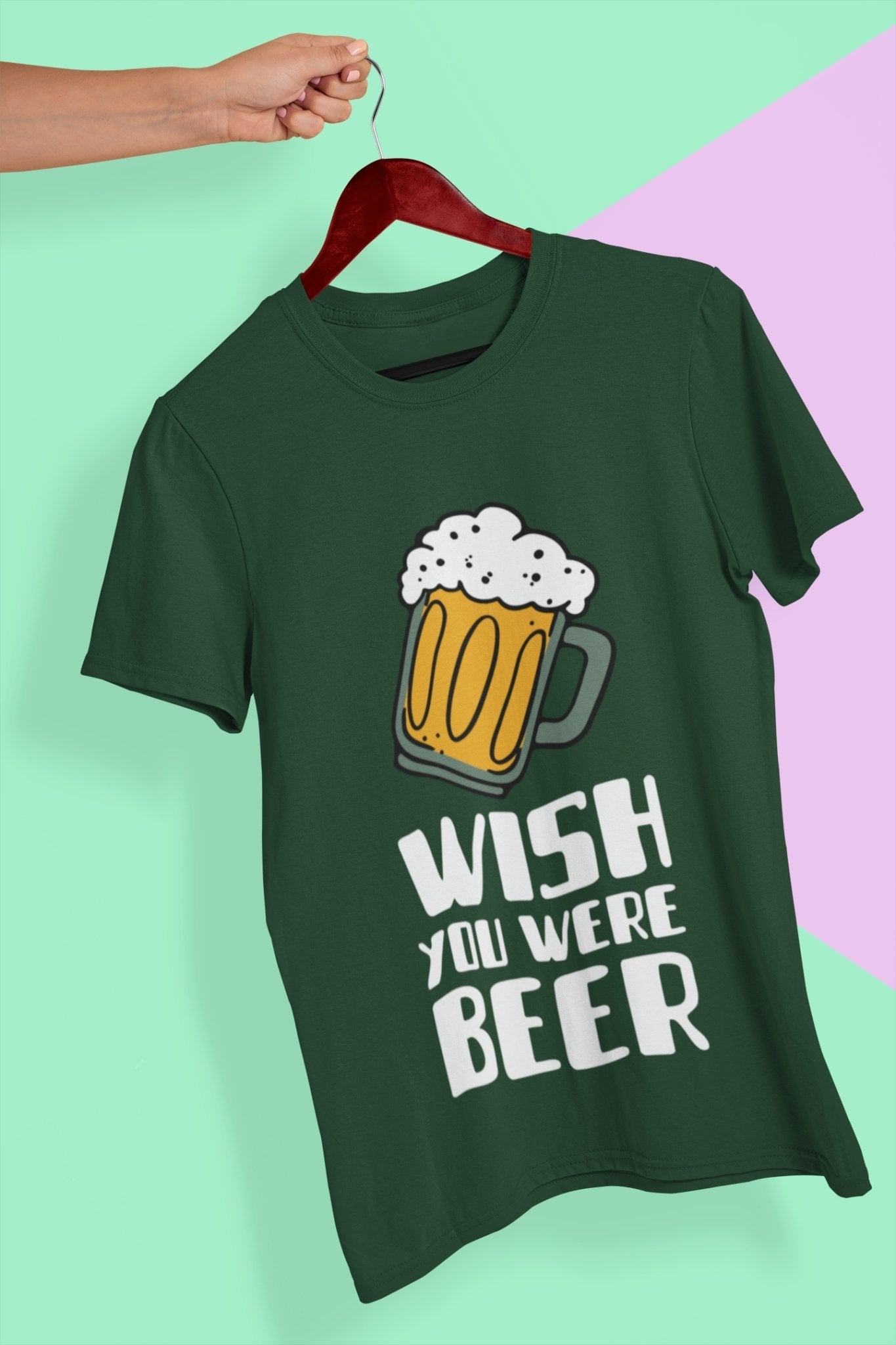 Wish You Were Beer Women Half Sleeves T-shirt- FunkyTeesClub - Funky Tees Club