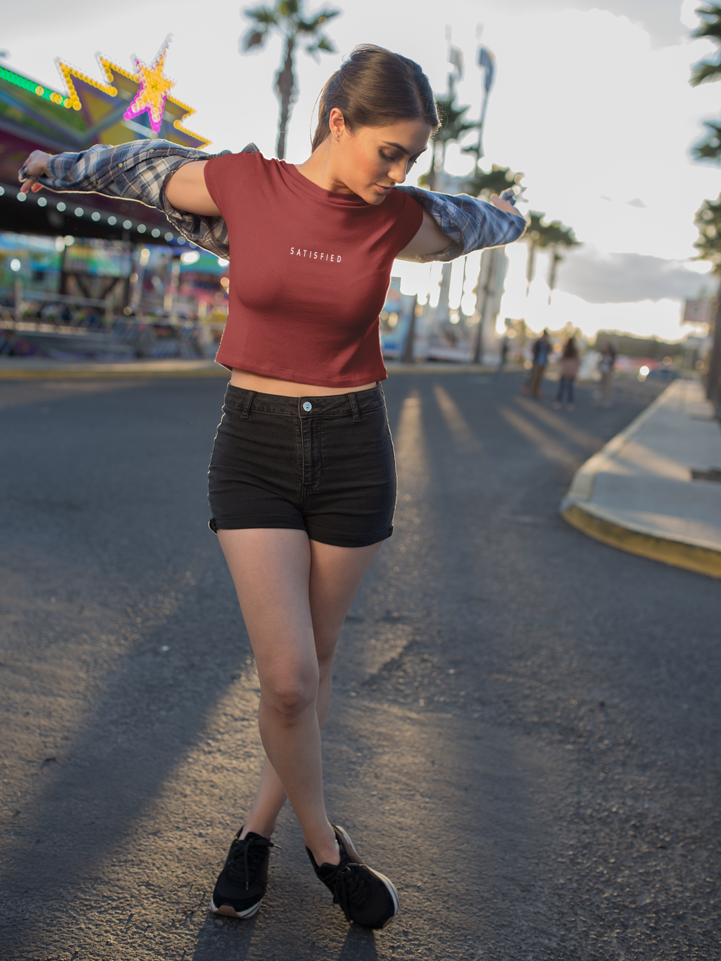 Satisfied Minimals Women Crop Top- FunkyTeesClub