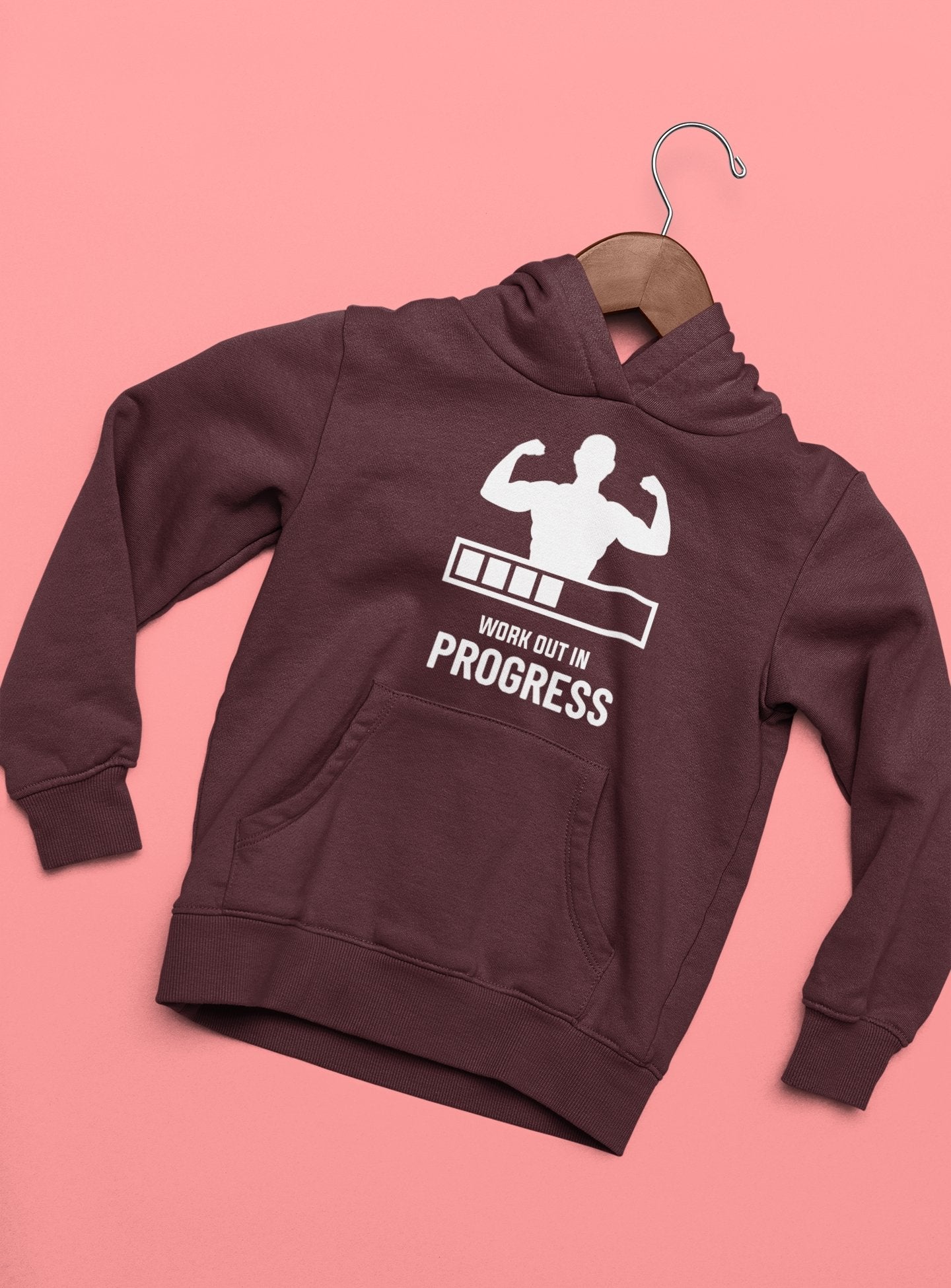 Work Out In Progress Typography Hoodies for Women-FunkyTeesClub - Funky Tees Club