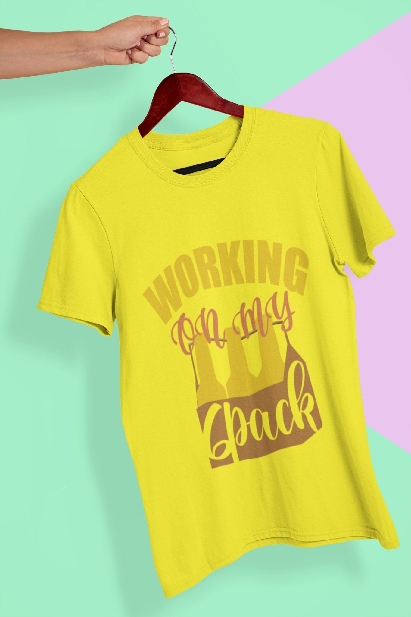Working On My Six Pack Mens Half Sleeves T-shirt- FunkyTeesClub - Funky Tees Club