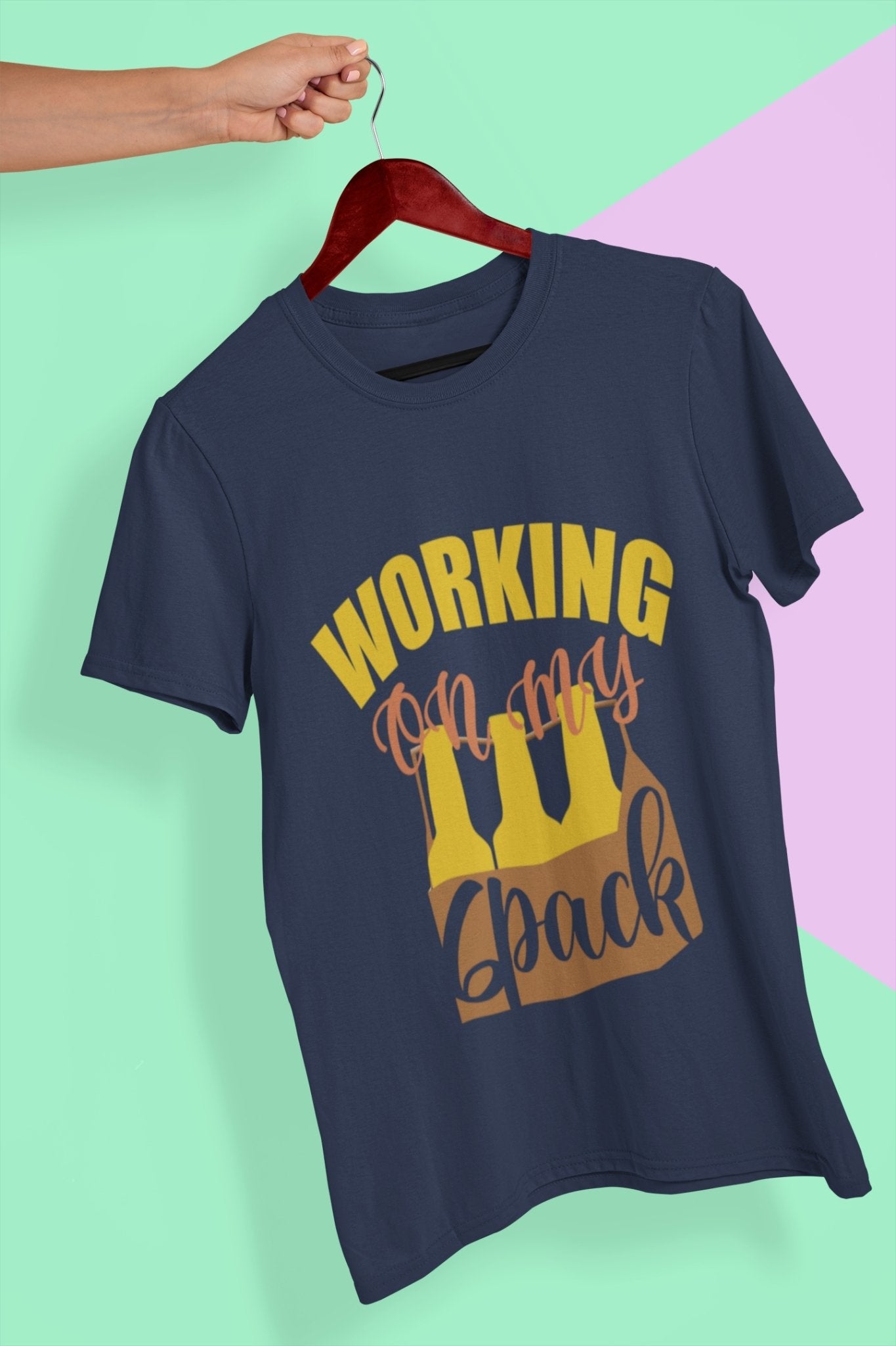 Working On My Six Pack Women Half Sleeves T-shirt- FunkyTeesClub - Funky Tees Club