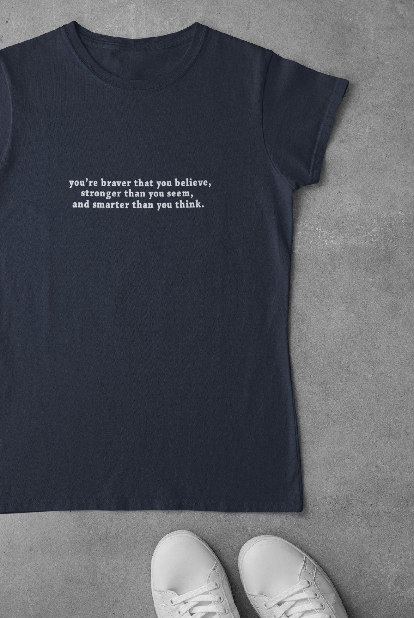 You are braver than you believe Minimal Mens Half Sleeves T-shirt- FunkyTeesClub - Funky Tees Club