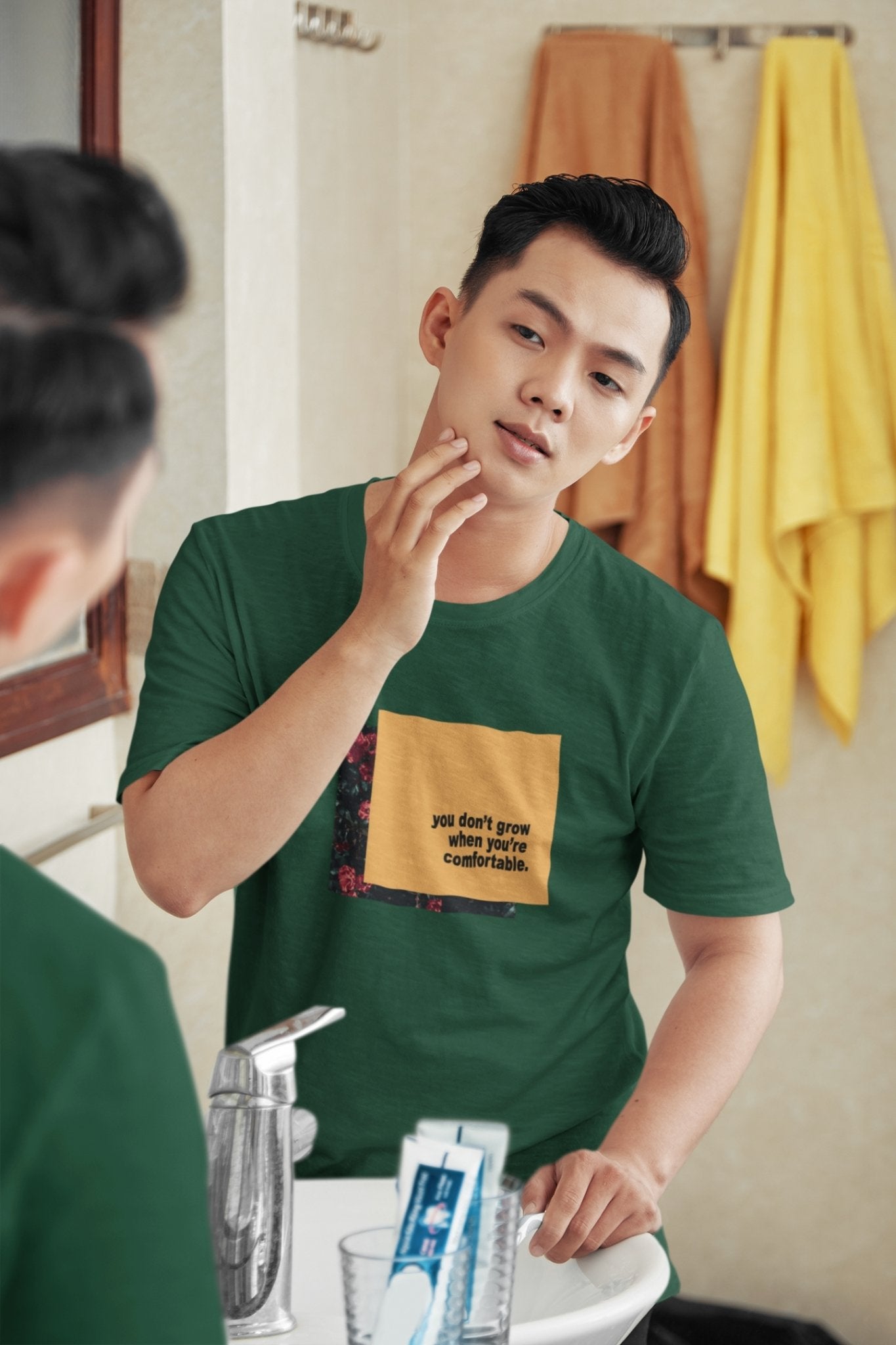 You dont grow when you are comfortable Minimal Mens Half Sleeves T-shirt- FunkyTeesClub - Funky Tees Club