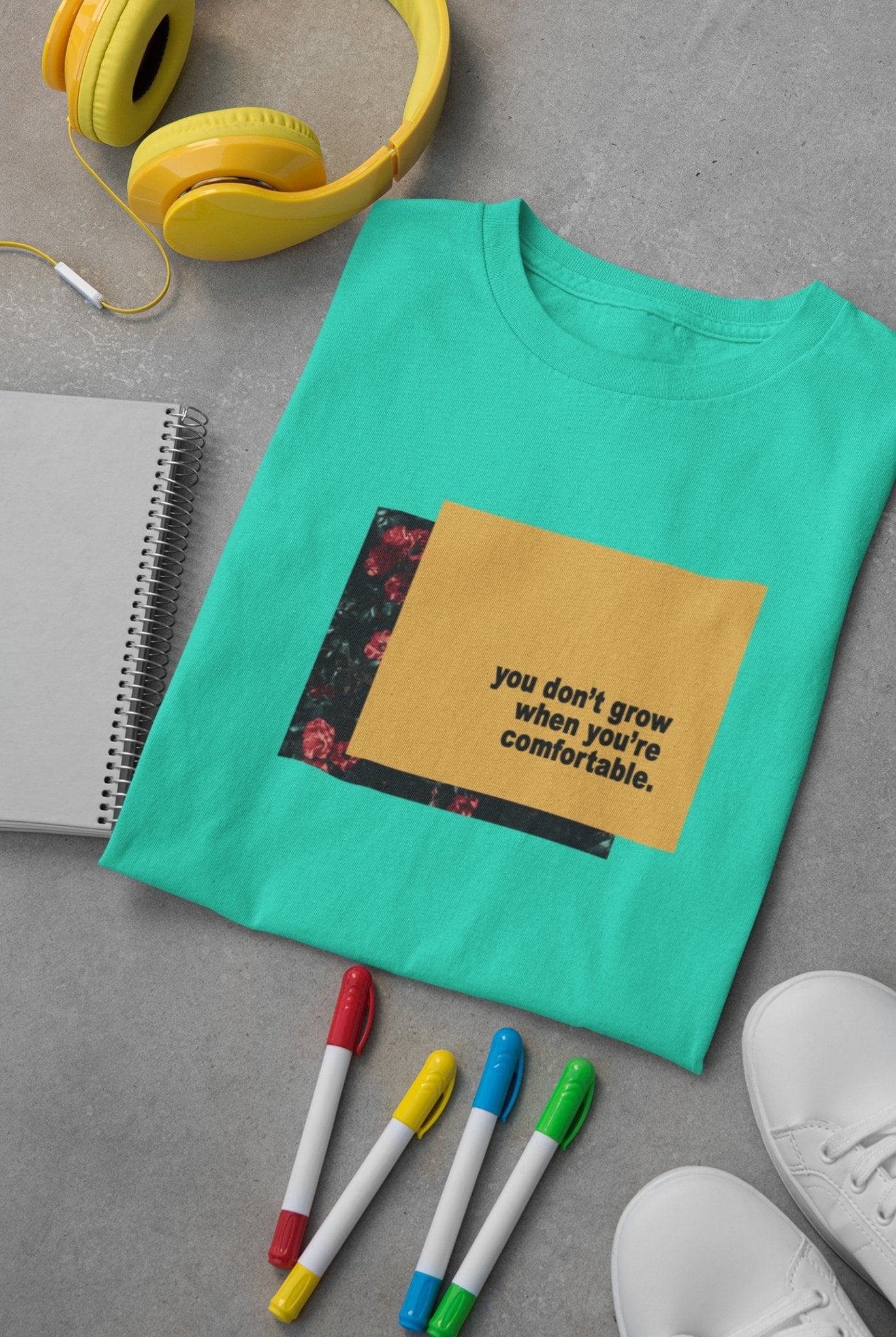 You dont grow when you are comfortable Minimal Mens Half Sleeves T-shirt- FunkyTeesClub - Funky Tees Club