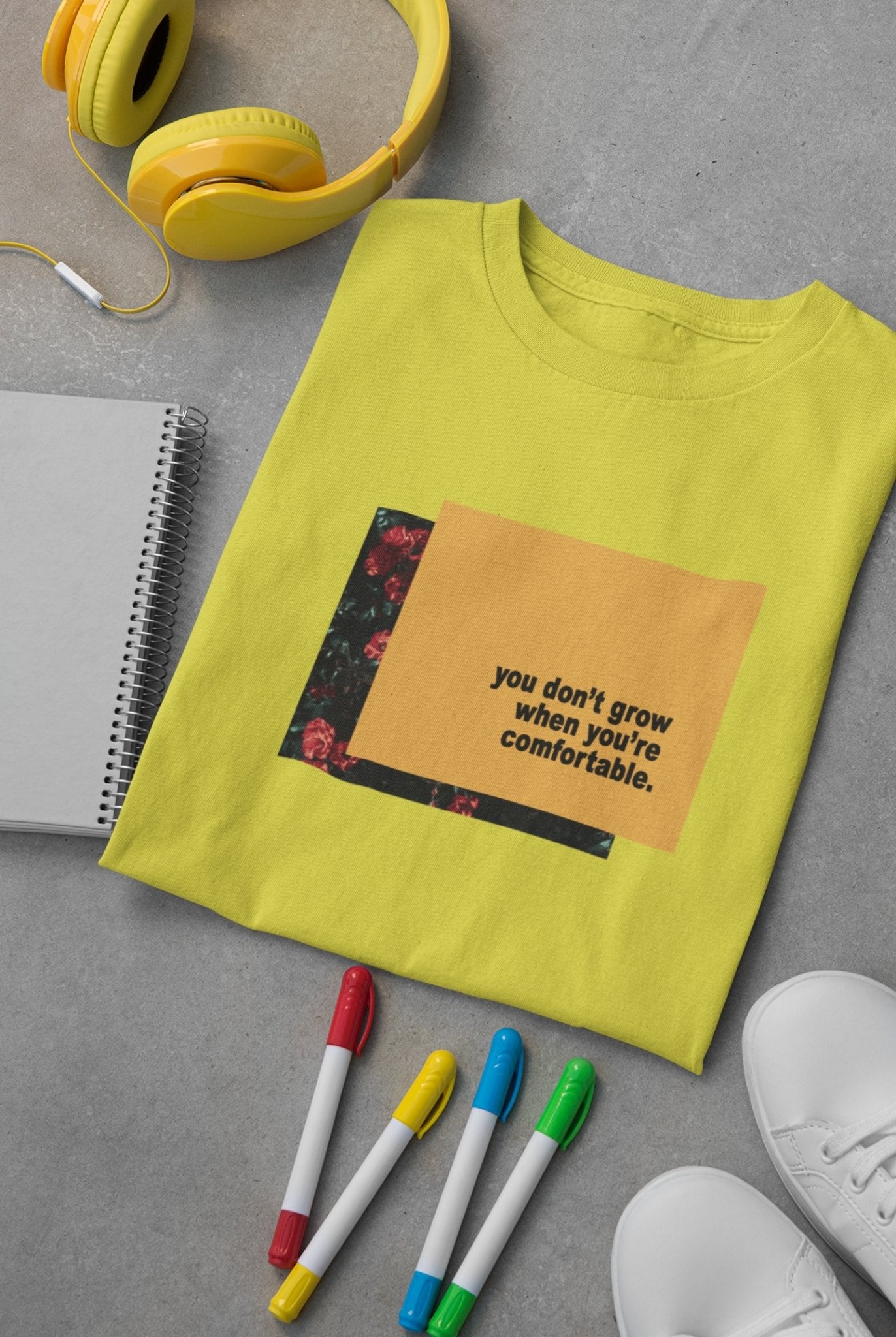 You dont grow when you are comfortable Minimal Mens Half Sleeves T-shirt- FunkyTeesClub - Funky Tees Club