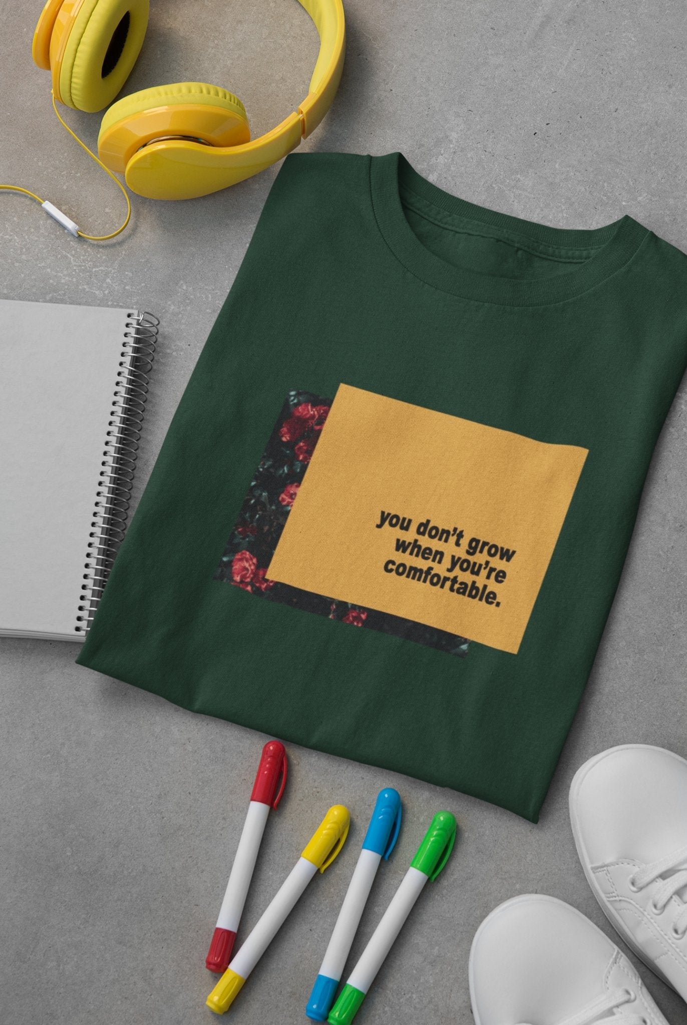 You dont grow when you are comfortable Minimal Women Half Sleeves T-shirt- FunkyTeesClub - Funky Tees Club