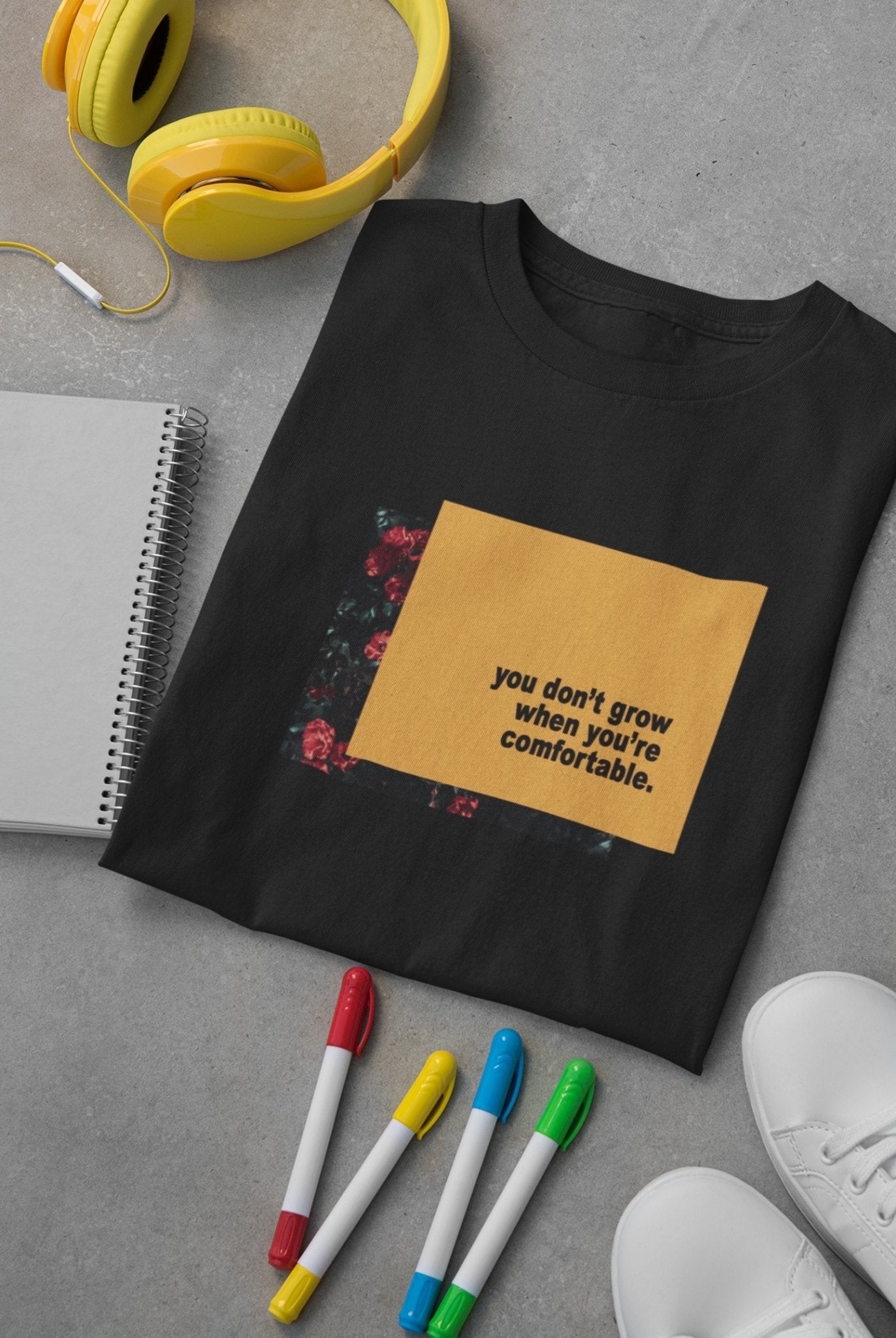 You dont grow when you are comfortable Minimal Women Half Sleeves T-shirt- FunkyTeesClub - Funky Tees Club