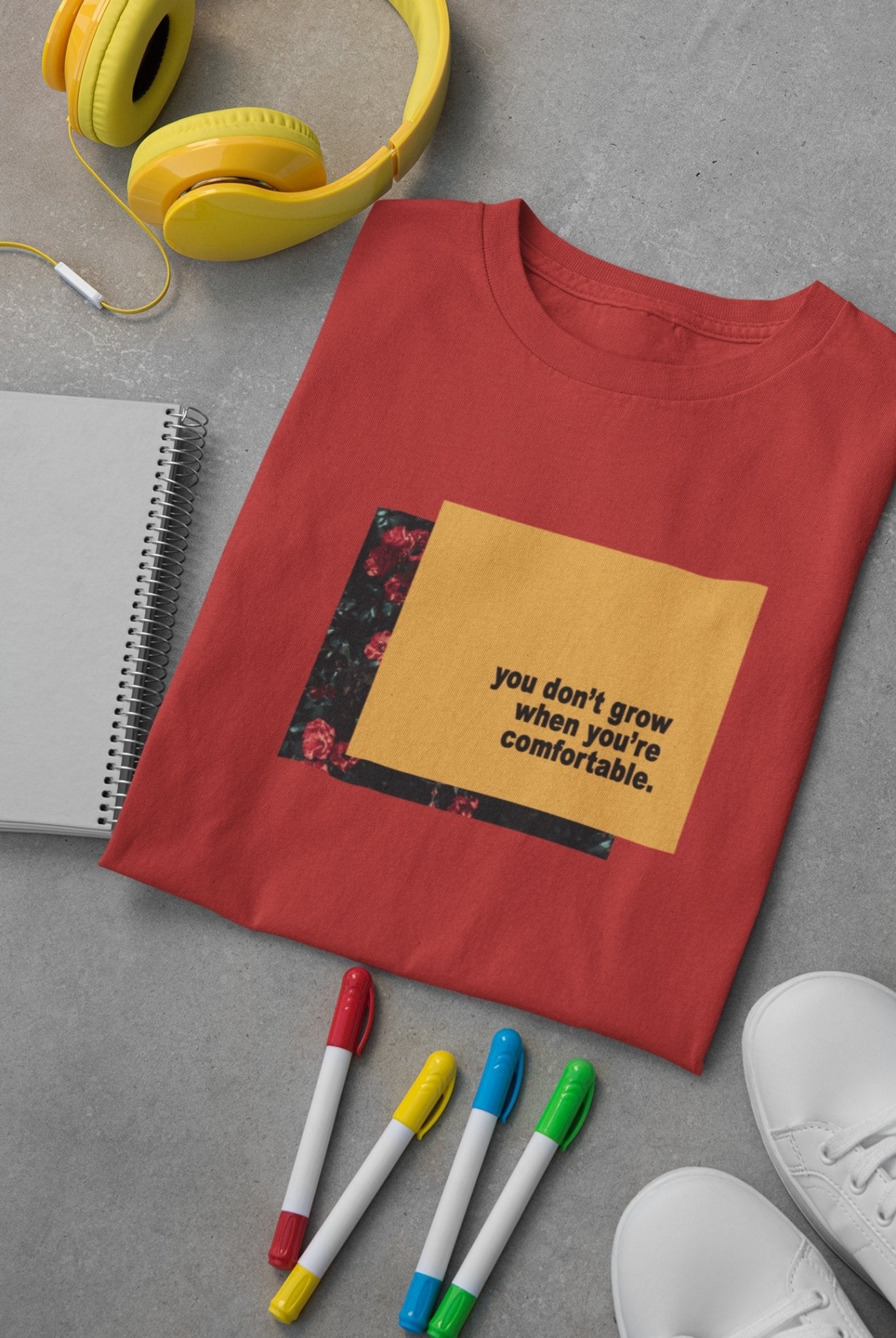 You dont grow when you are comfortable Minimal Women Half Sleeves T-shirt- FunkyTeesClub - Funky Tees Club