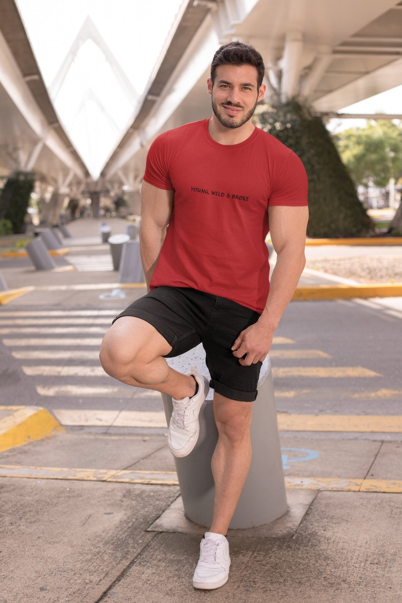 Young Wild and Broke Minimal Mens Half Sleeves T-shirt- FunkyTeesClub - Funky Tees Club
