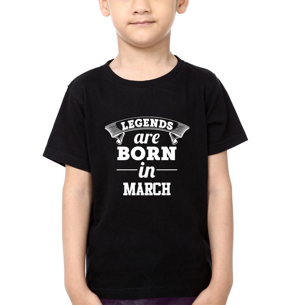 Legends are Born in March Half Sleeves T-Shirt for Boy-FunkyTeesClub