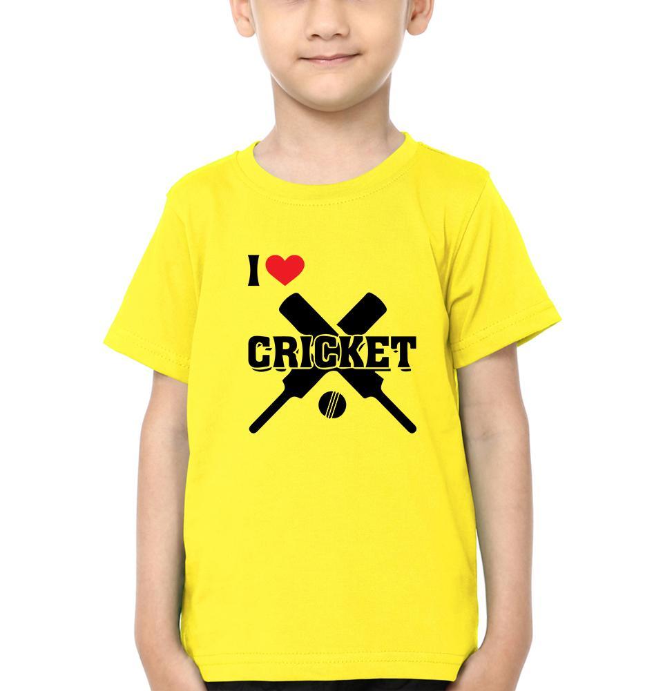 I Love Cricket Half Sleeves T-Shirt for Boys and Kids-FunkyTeesClub