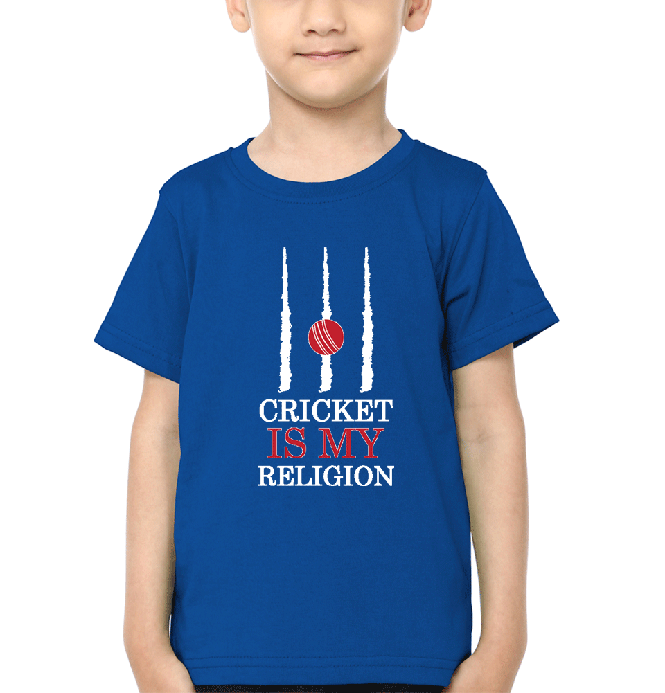 Cricket is my religion Half Sleeves T-Shirt for Boys and Kids-FunkyTeesClub