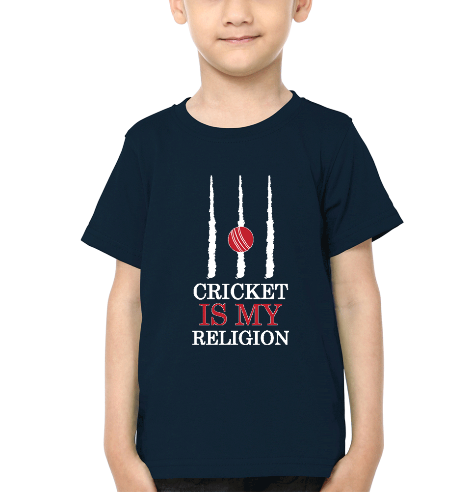 Cricket is my religion Half Sleeves T-Shirt for Boys and Kids-FunkyTeesClub