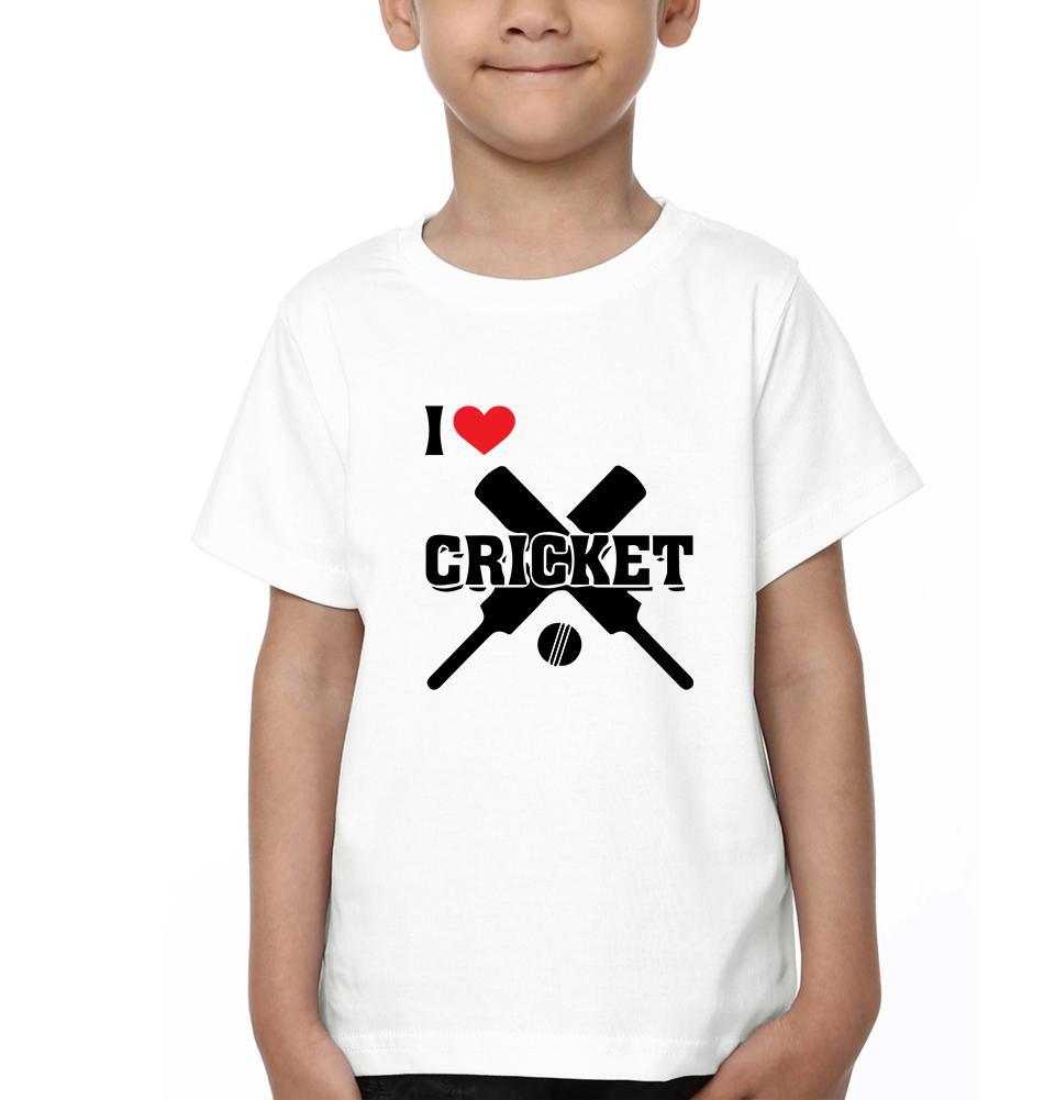 I Love Cricket Half Sleeves T-Shirt for Boys and Kids-FunkyTeesClub