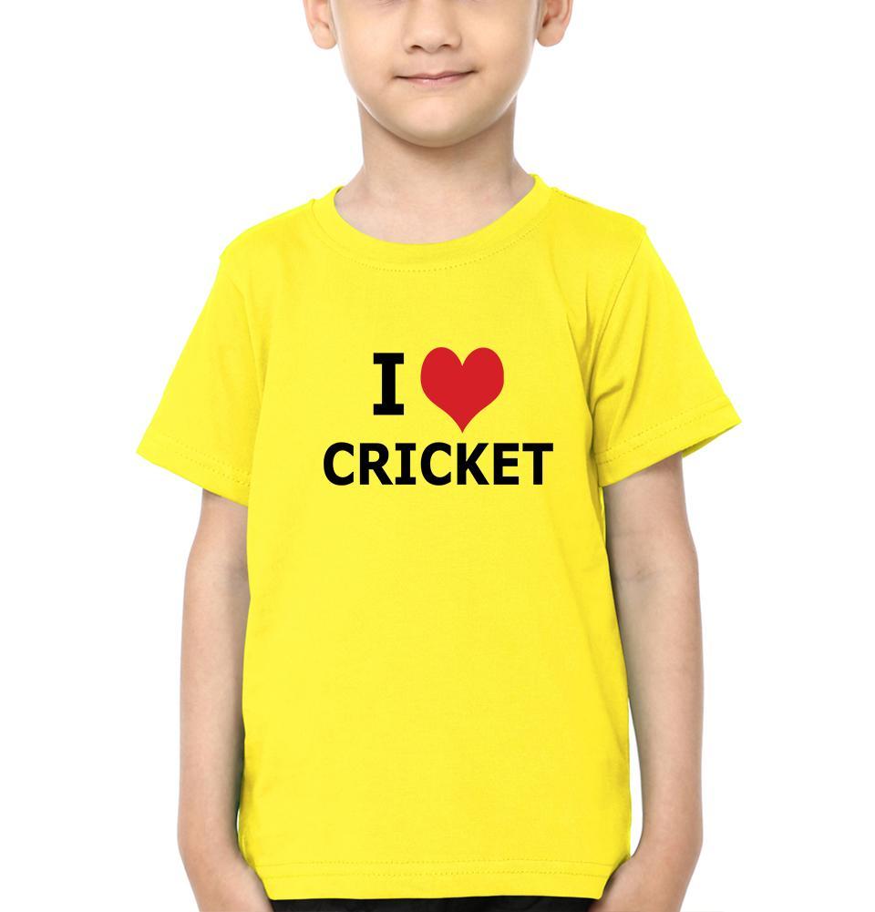 I Love Cricket Half Sleeves T-Shirt for Boys and Kids-FunkyTeesClub