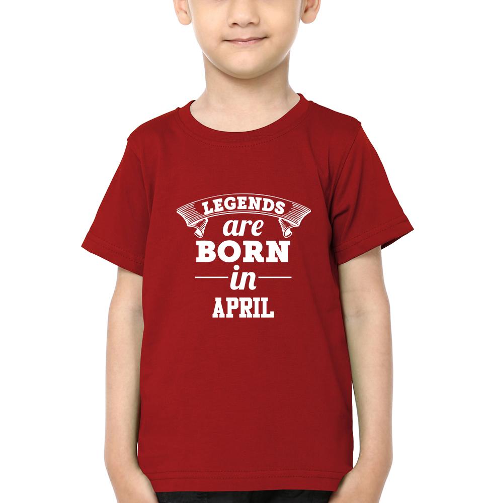 Legends are Born in April Half Sleeves T-Shirt for Boy-FunkyTeesClub