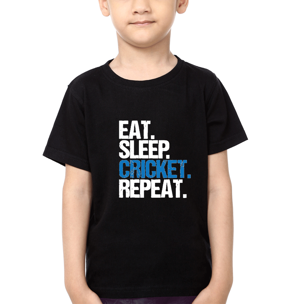 Eat Sleep Cricket Repeat Half Sleeves T-Shirt for Boys and Kids-FunkyTeesClub