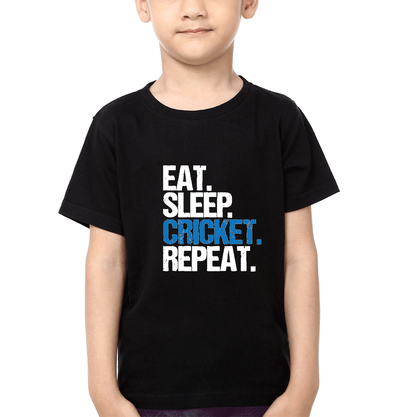 Eat Sleep Cricket Repeat Half Sleeves T-Shirt for Boys and Kids-FunkyTeesClub