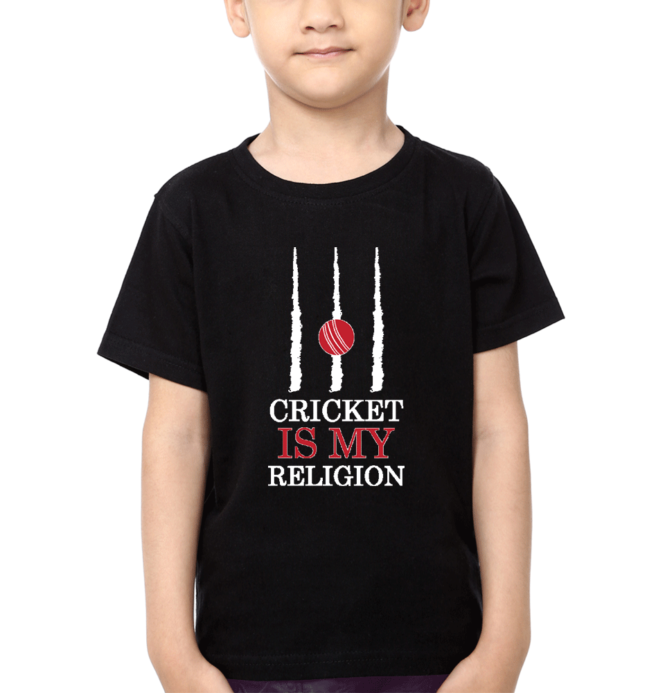 Cricket is my religion Half Sleeves T-Shirt for Boys and Kids-FunkyTeesClub