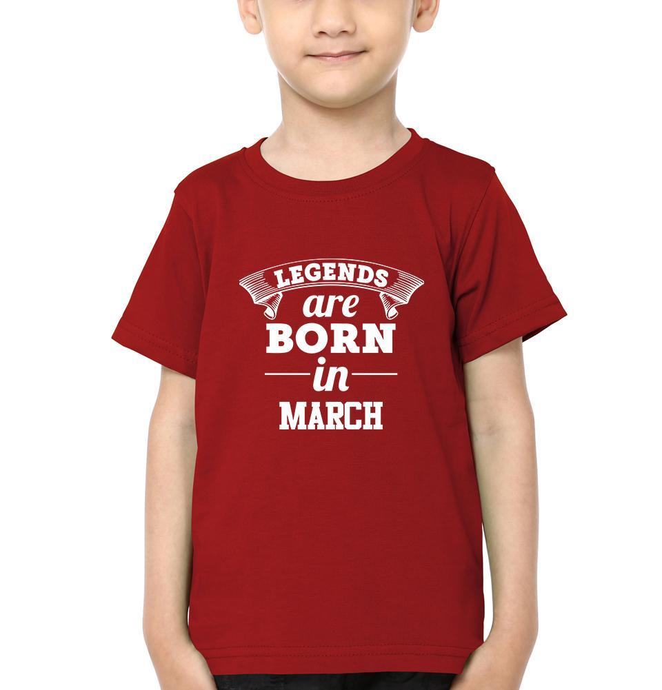 Legends are Born in March Half Sleeves T-Shirt for Boy-FunkyTeesClub