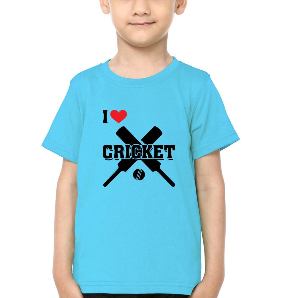 I Love Cricket Half Sleeves T-Shirt for Boys and Kids-FunkyTeesClub