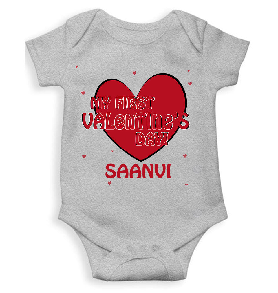 Custom Name 1st Valentine Rompers for Baby Girl- FunkyTeesClub